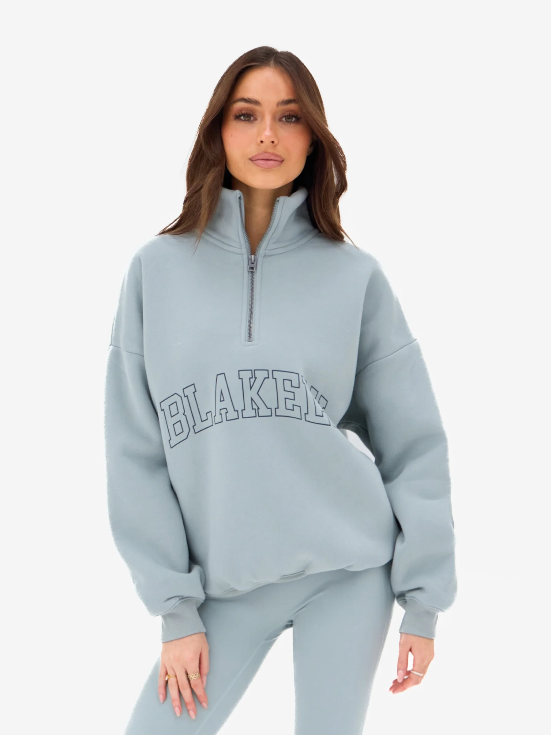 Outline Varsity 1/4 Zip Jumper - Mineral Blue