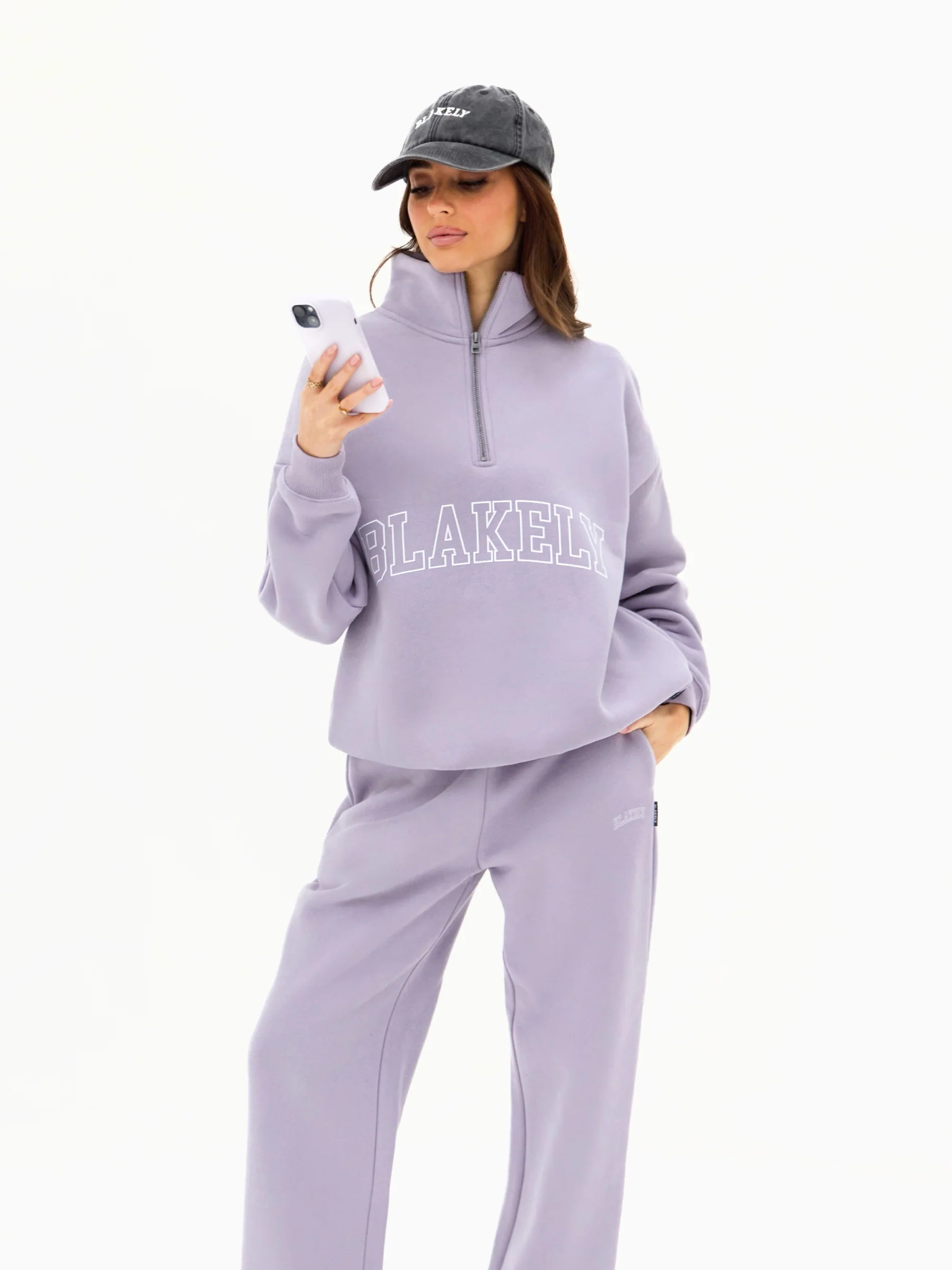 Outline Varsity 1/4 Zip Jumper - Washed Lilac - Image 5