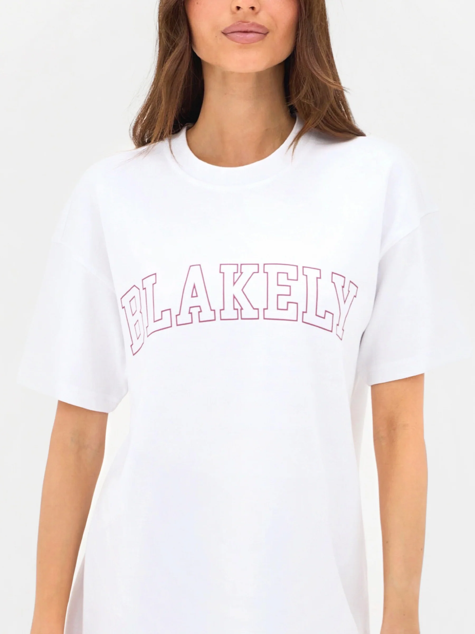 Outline Varsity Oversized T-Shirt - White & Ballet Pink - Image 5