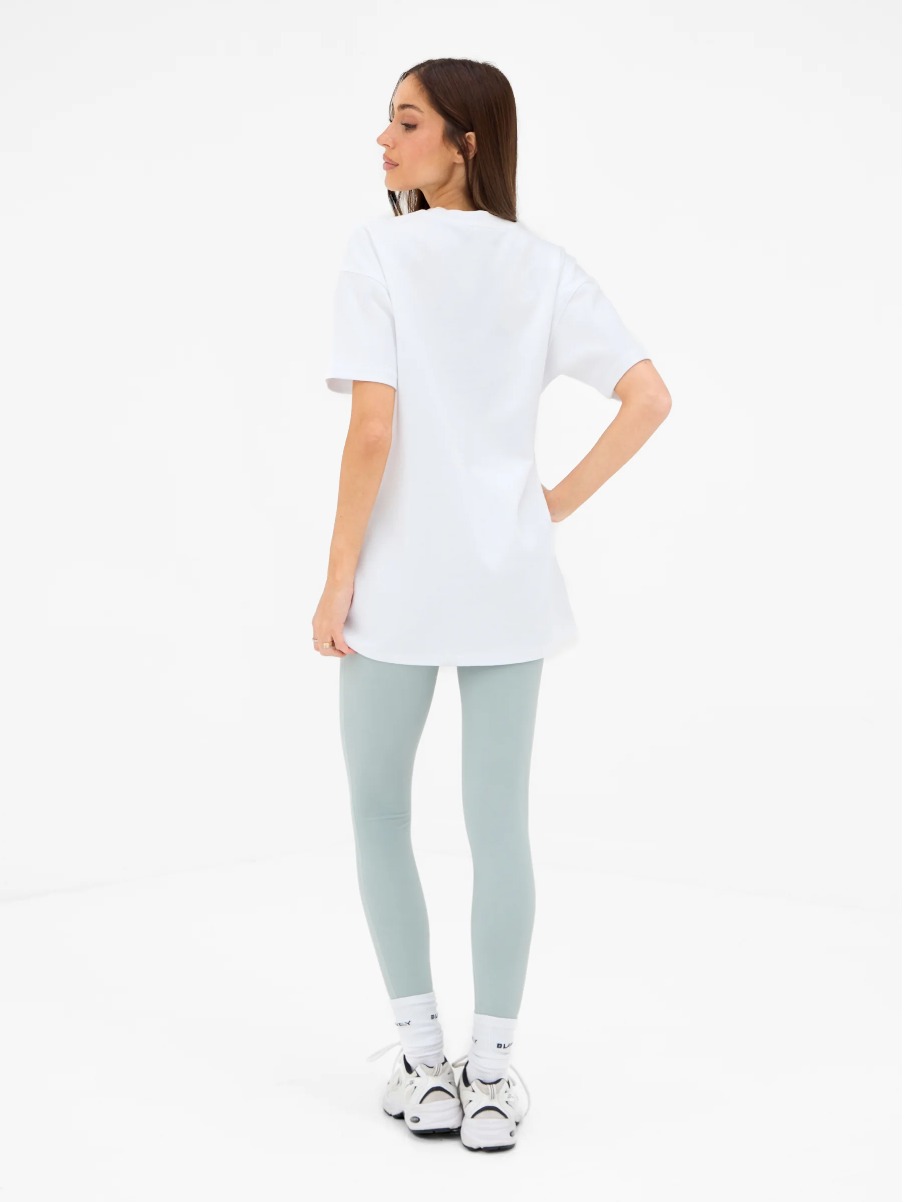 Outline Varsity Oversized T-Shirt - White & Mineral Blue - Image 4