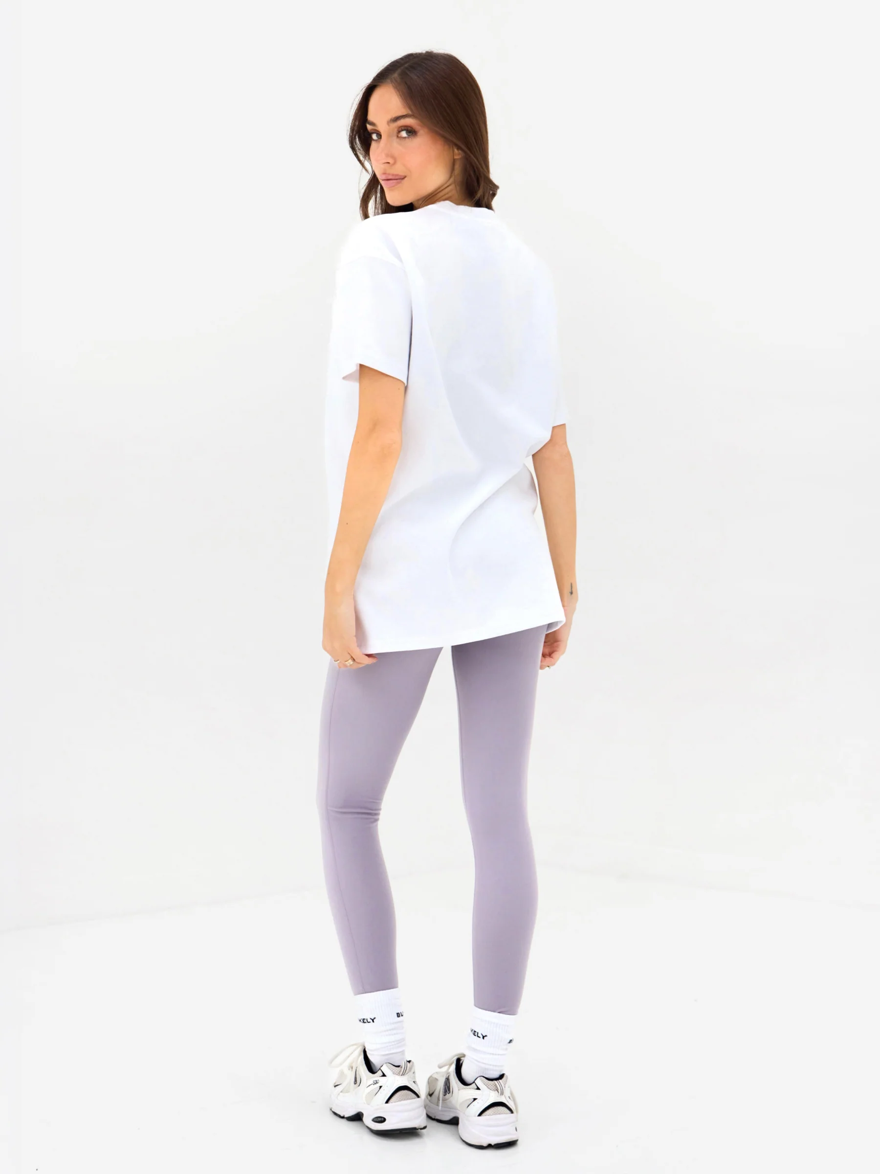 Outline Varsity Oversized T-Shirt - White & Washed Lilac - Image 4
