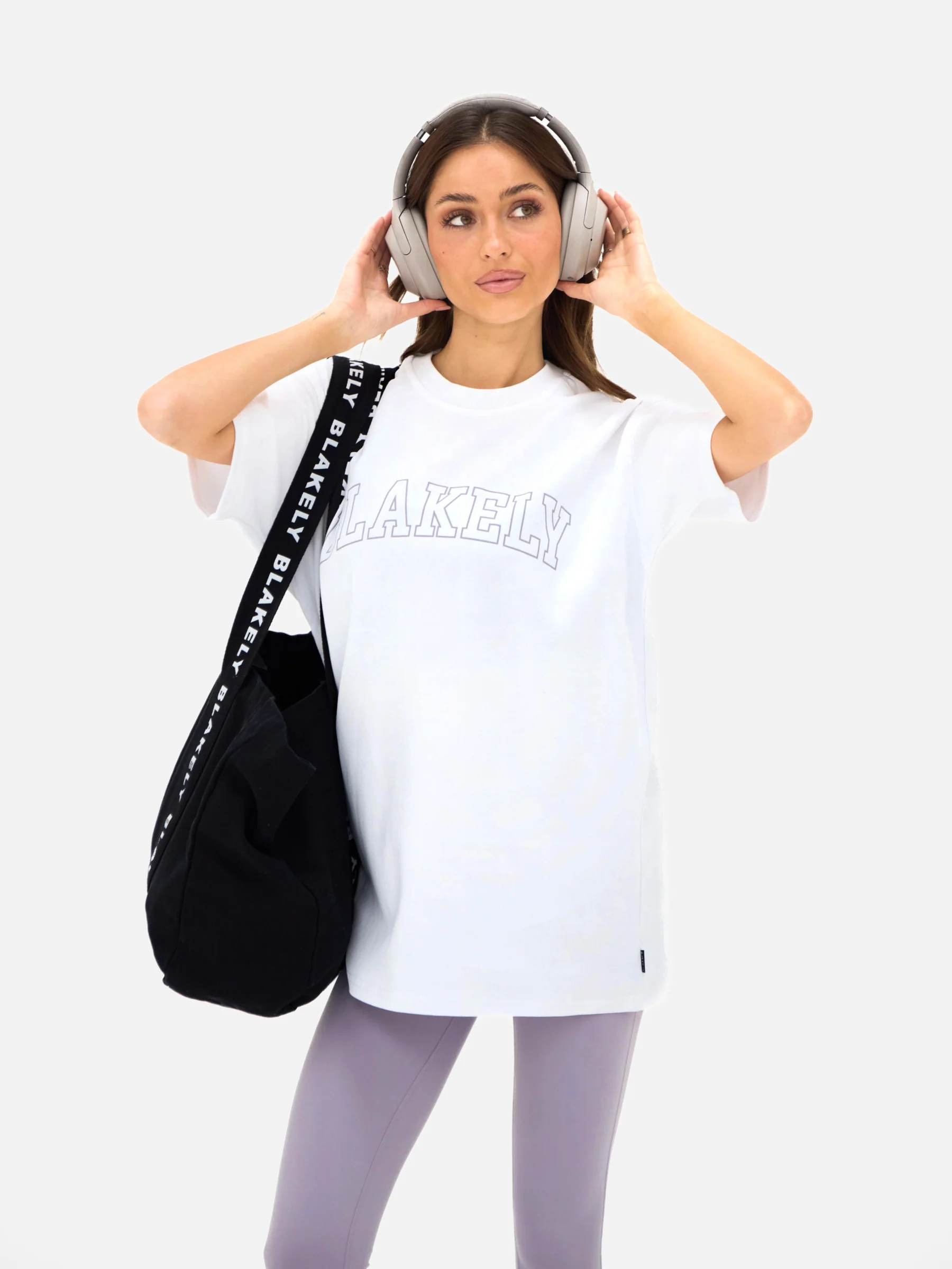 Outline Varsity Oversized T-Shirt - White & Washed Lilac - Image 5