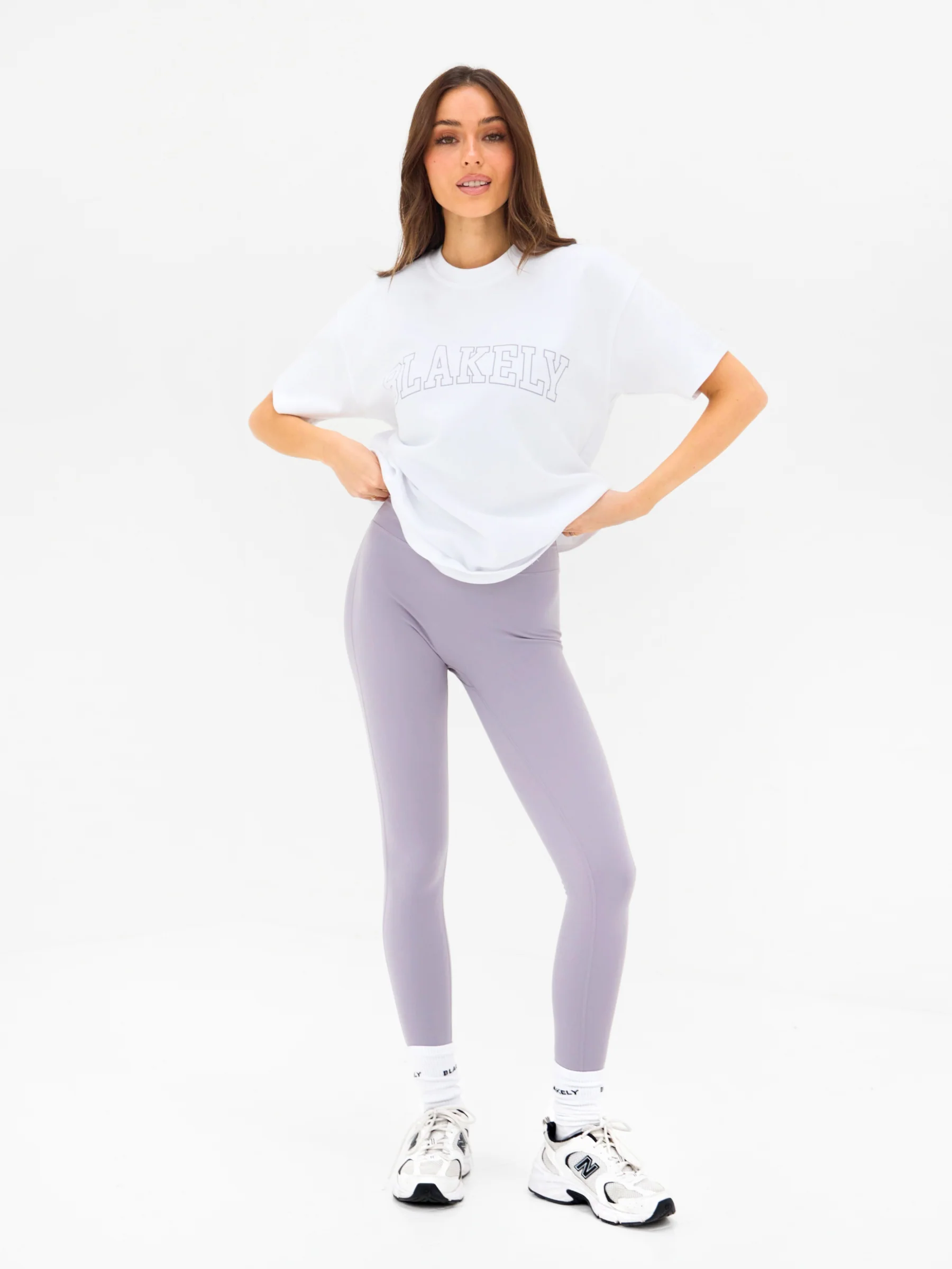 Outline Varsity Oversized T-Shirt - White & Washed Lilac - Image 6
