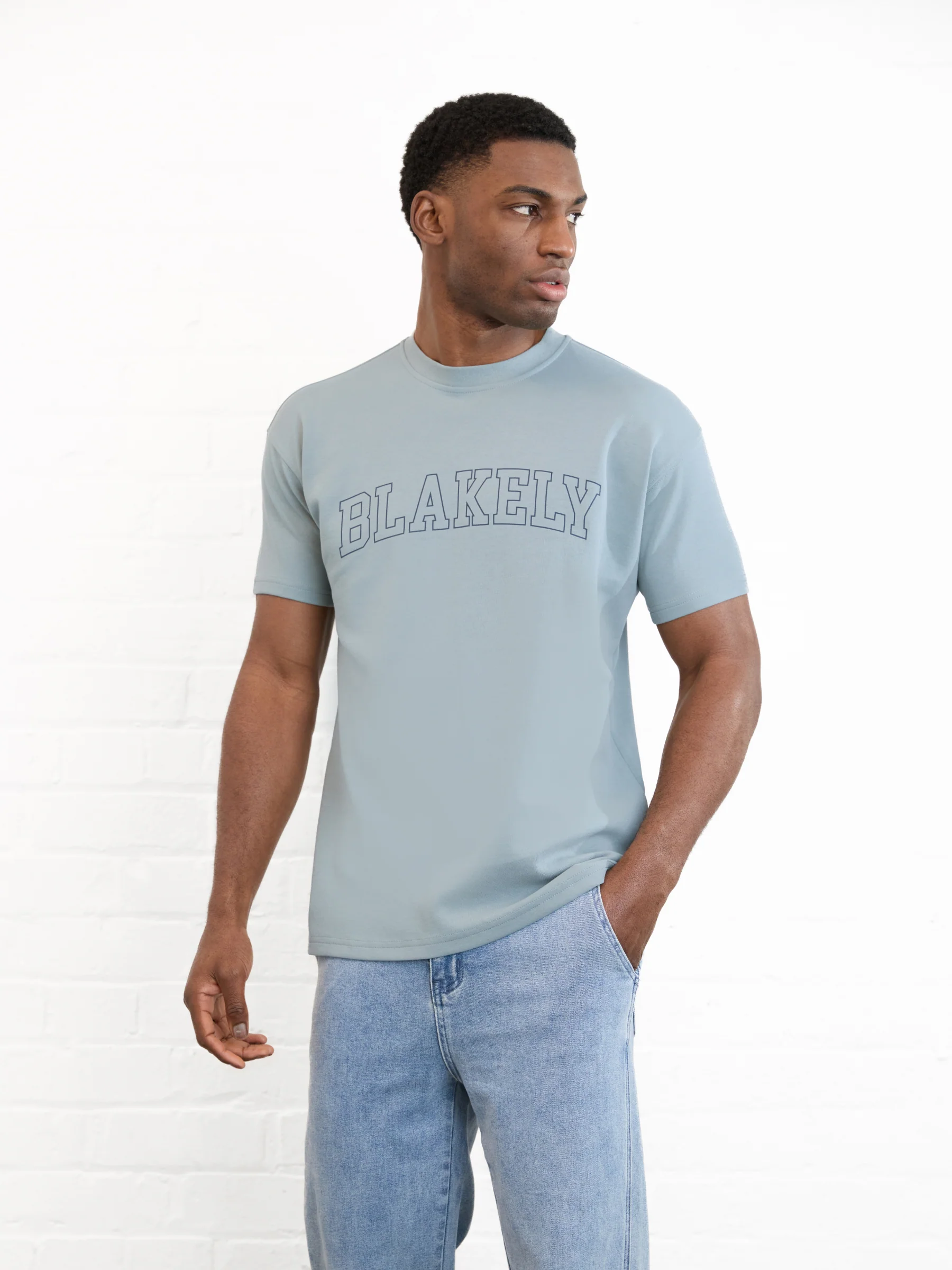 Outline Varsity Relaxed T-Shirt - Mineral Blue - Image 3