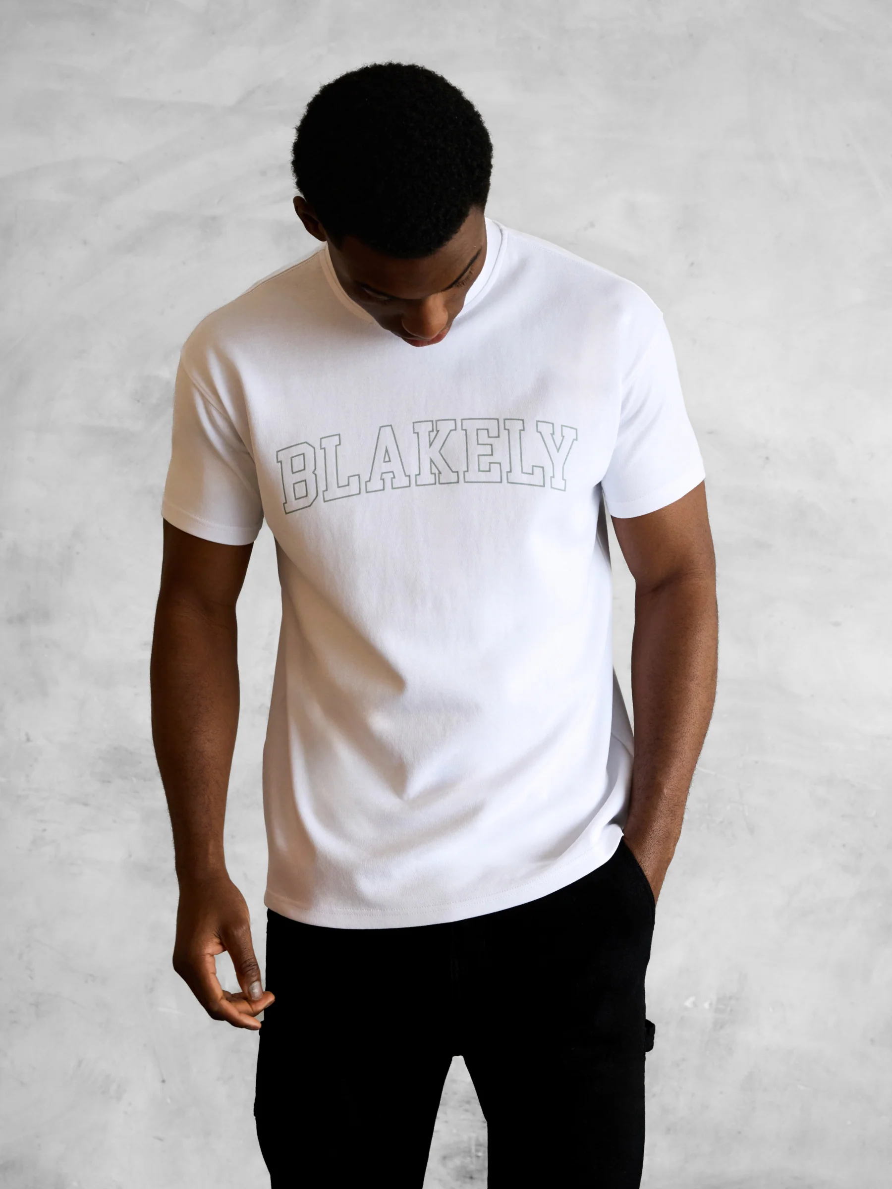 Outline Varsity Relaxed T-Shirt - White & Mineral Blue - Image 6