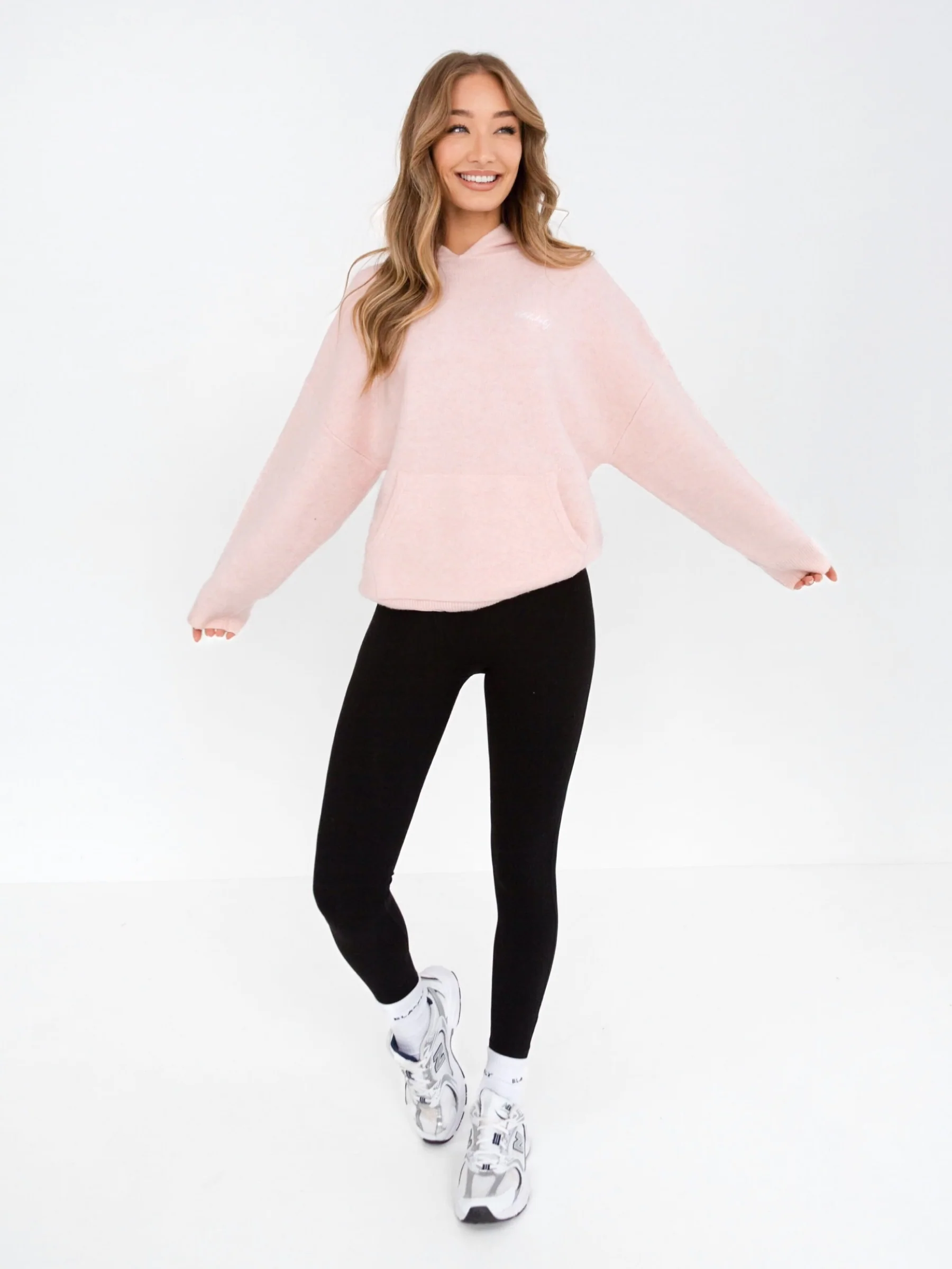 Oversized Knitted Hoodie - Marshmallow Pink - Image 5