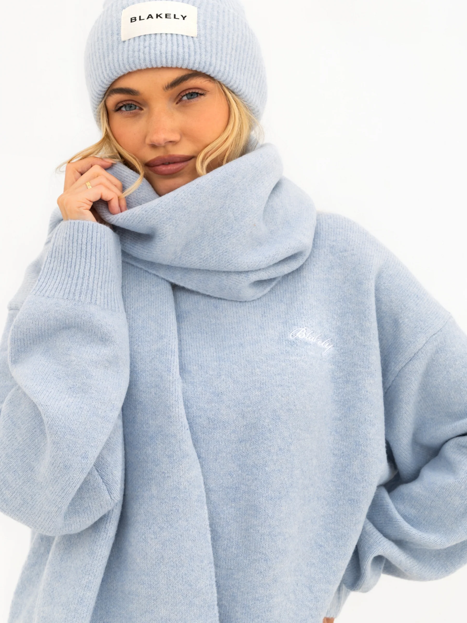 Oversized Knitted Jumper - Baby Blue - Image 6