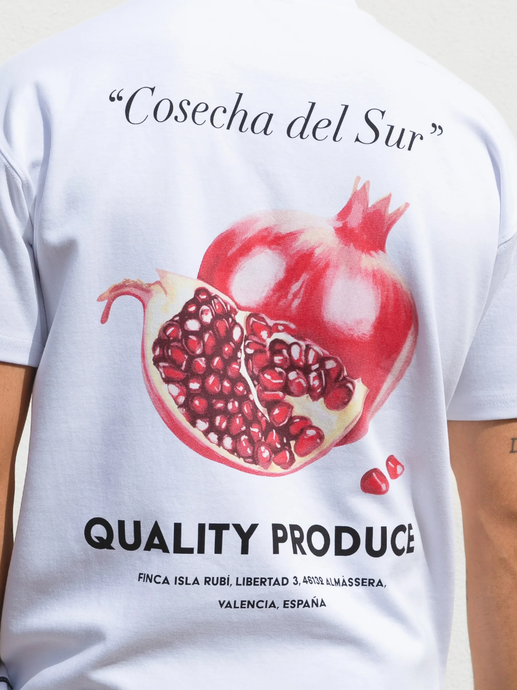 Pomegranate Print Relaxed T-Shirt - White - Image 3