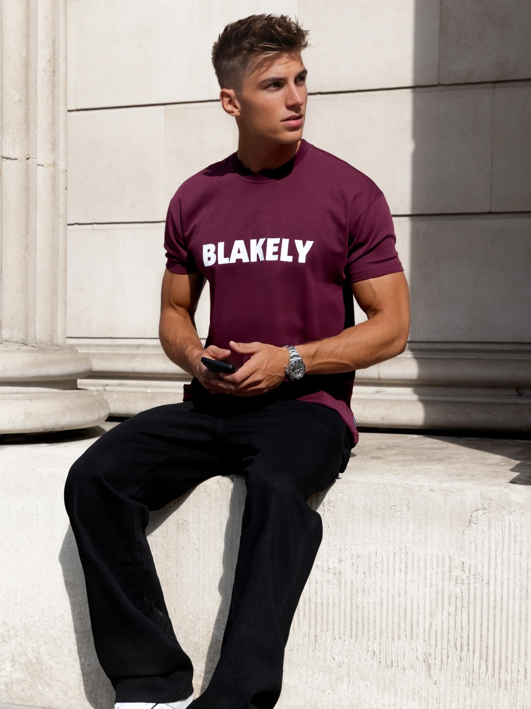 Raife Relaxed T-Shirt - Burgundy - Image 6