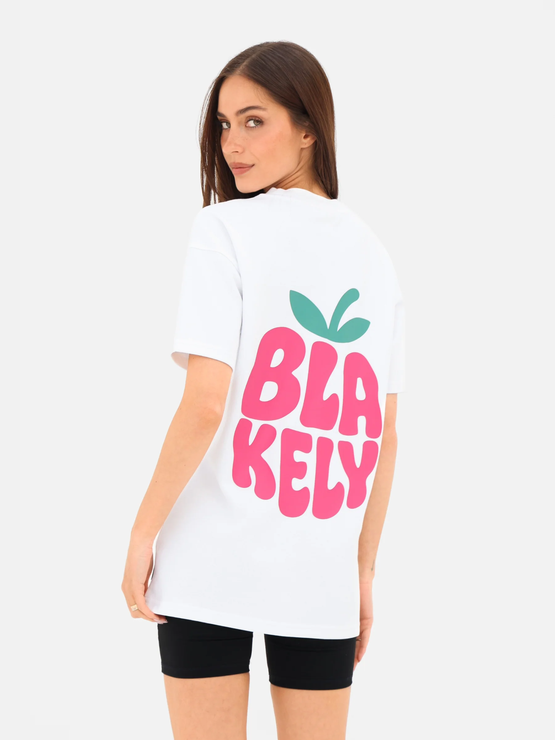 Raspberry Bubble Print Oversized T-Shirt - White - Image 2