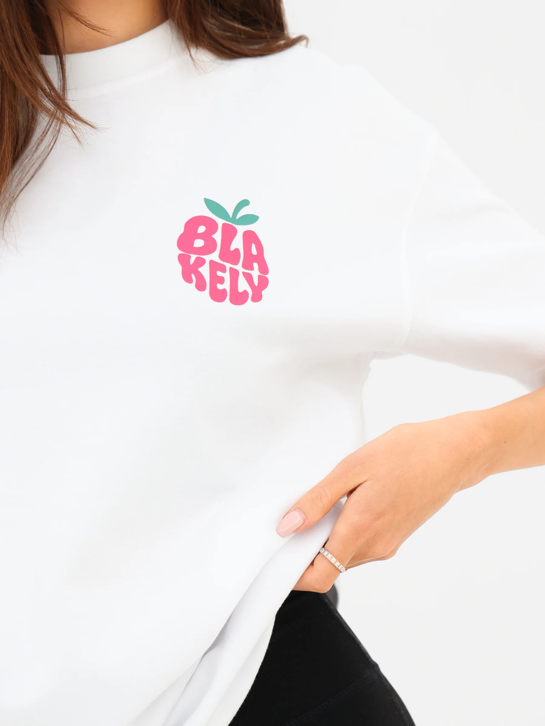 Raspberry Bubble Print Oversized T-Shirt - White - Image 5
