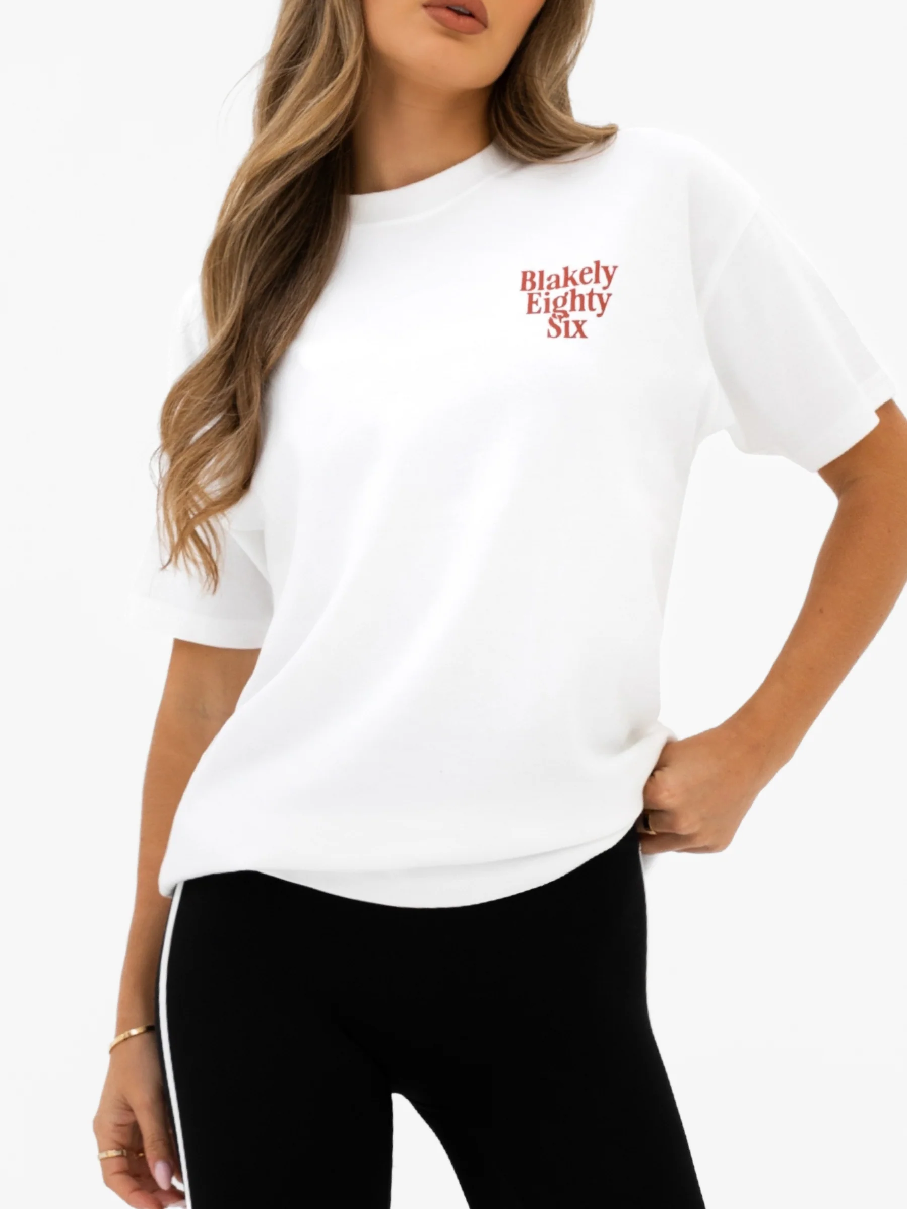 Romi Oversized T-Shirt - Flat White & Washed Red - Image 5