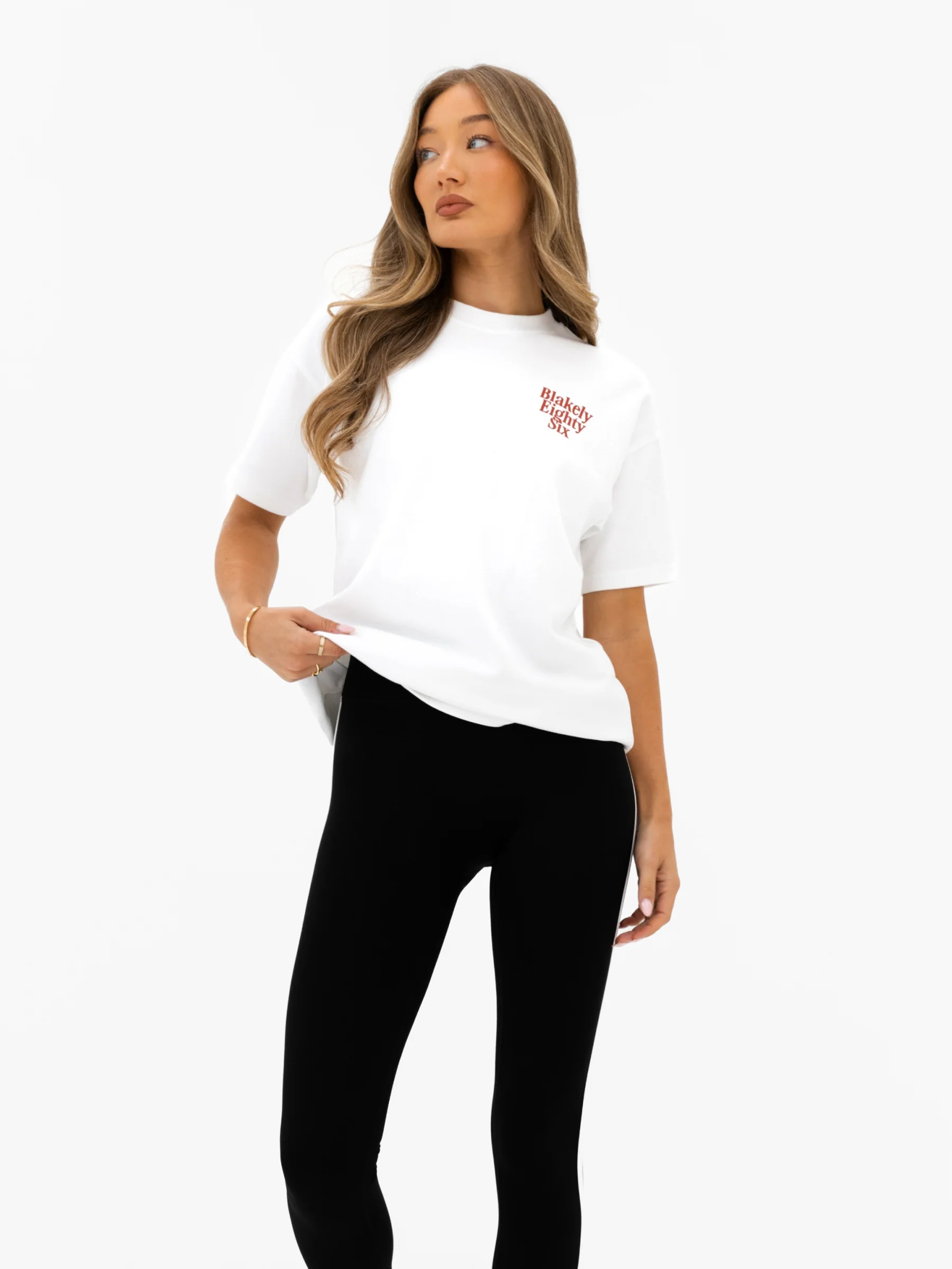 Romi Oversized T-Shirt - Flat White & Washed Red - Image 6