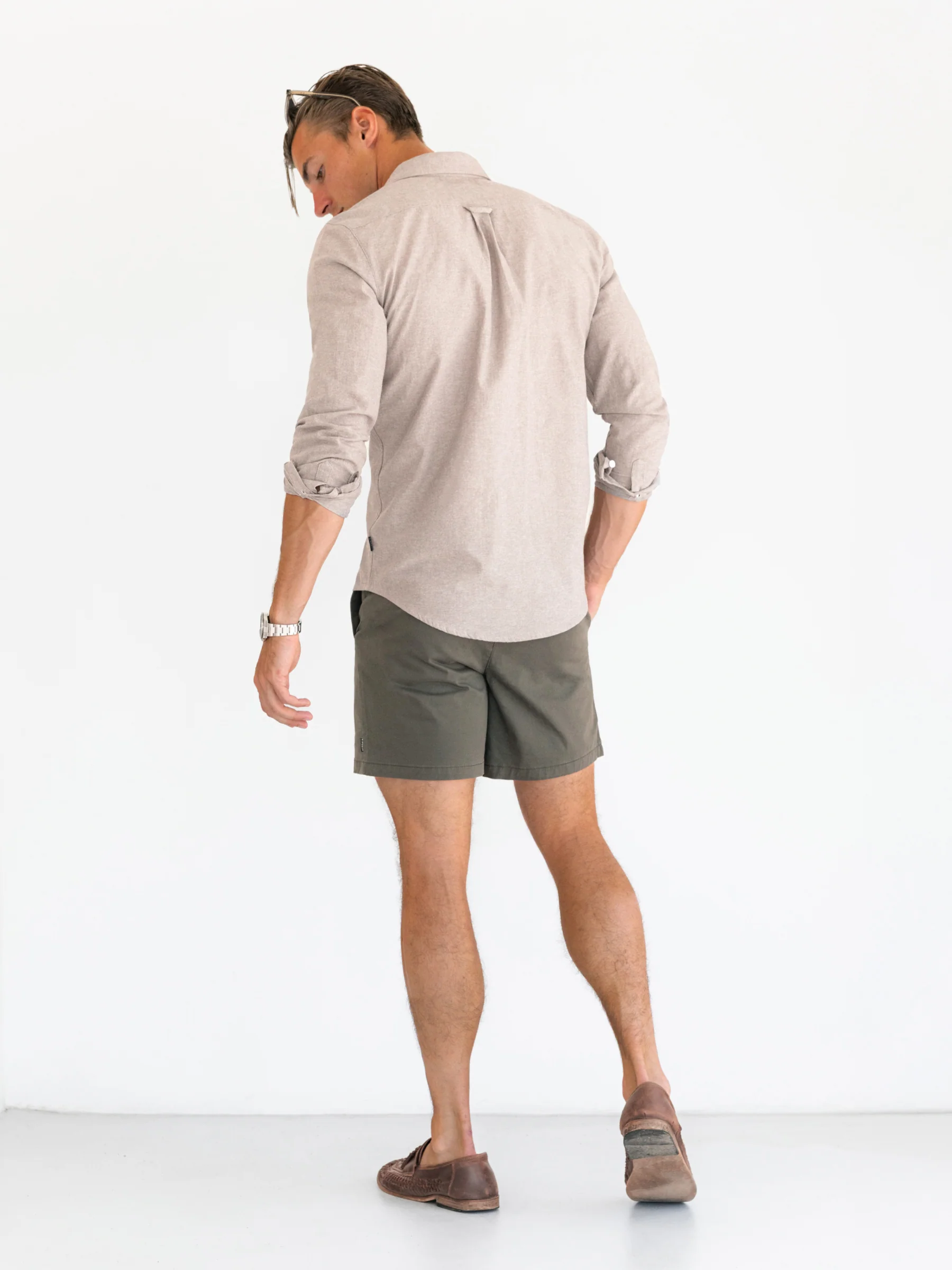 Rowan Long Sleeve Cotton Shirt - Sand - Image 3