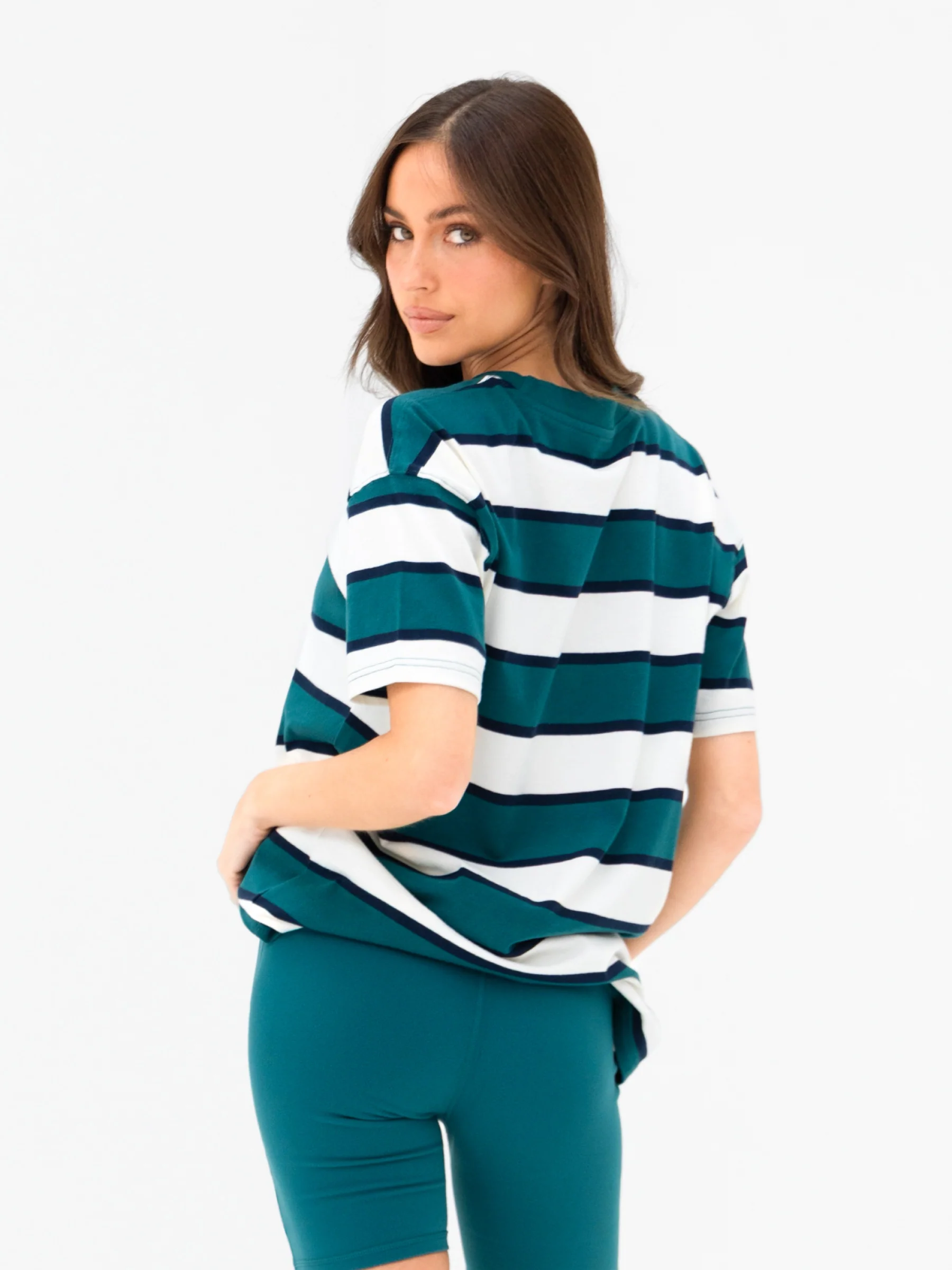 Skye Oversized Stripe T-Shirt - Green Mix - Image 6