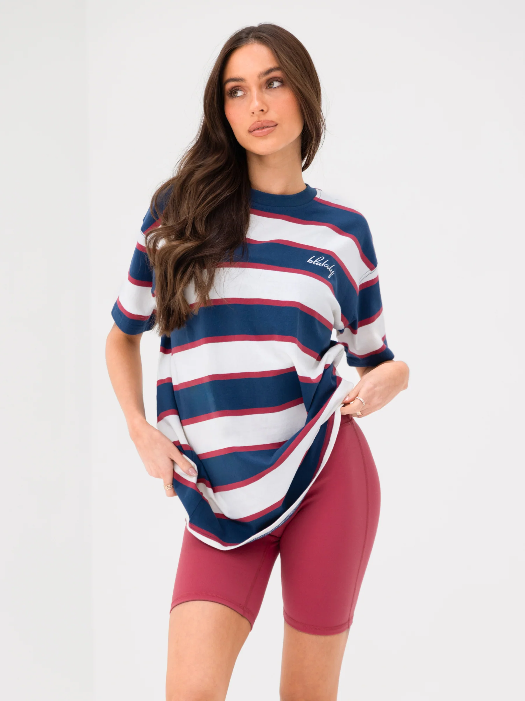 Skye Oversized Stripe T-Shirt - Red Mix - Image 3