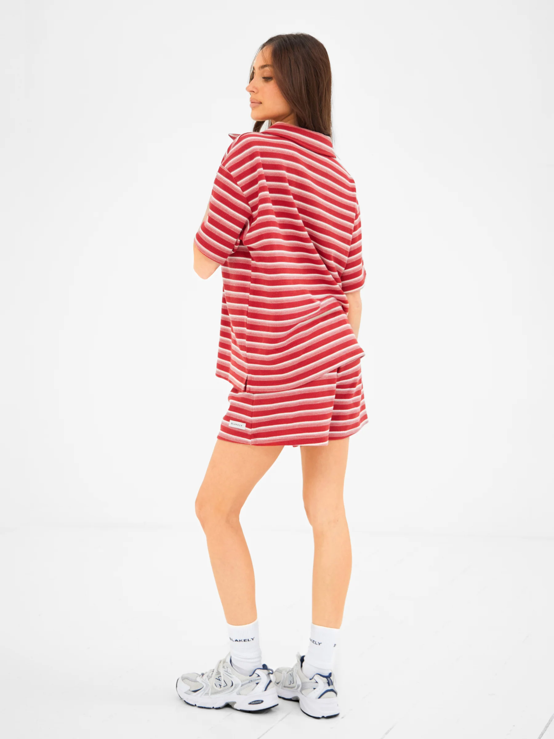 Soft Stripe Waffle Rugby Shirt - Red Stripe - Image 5