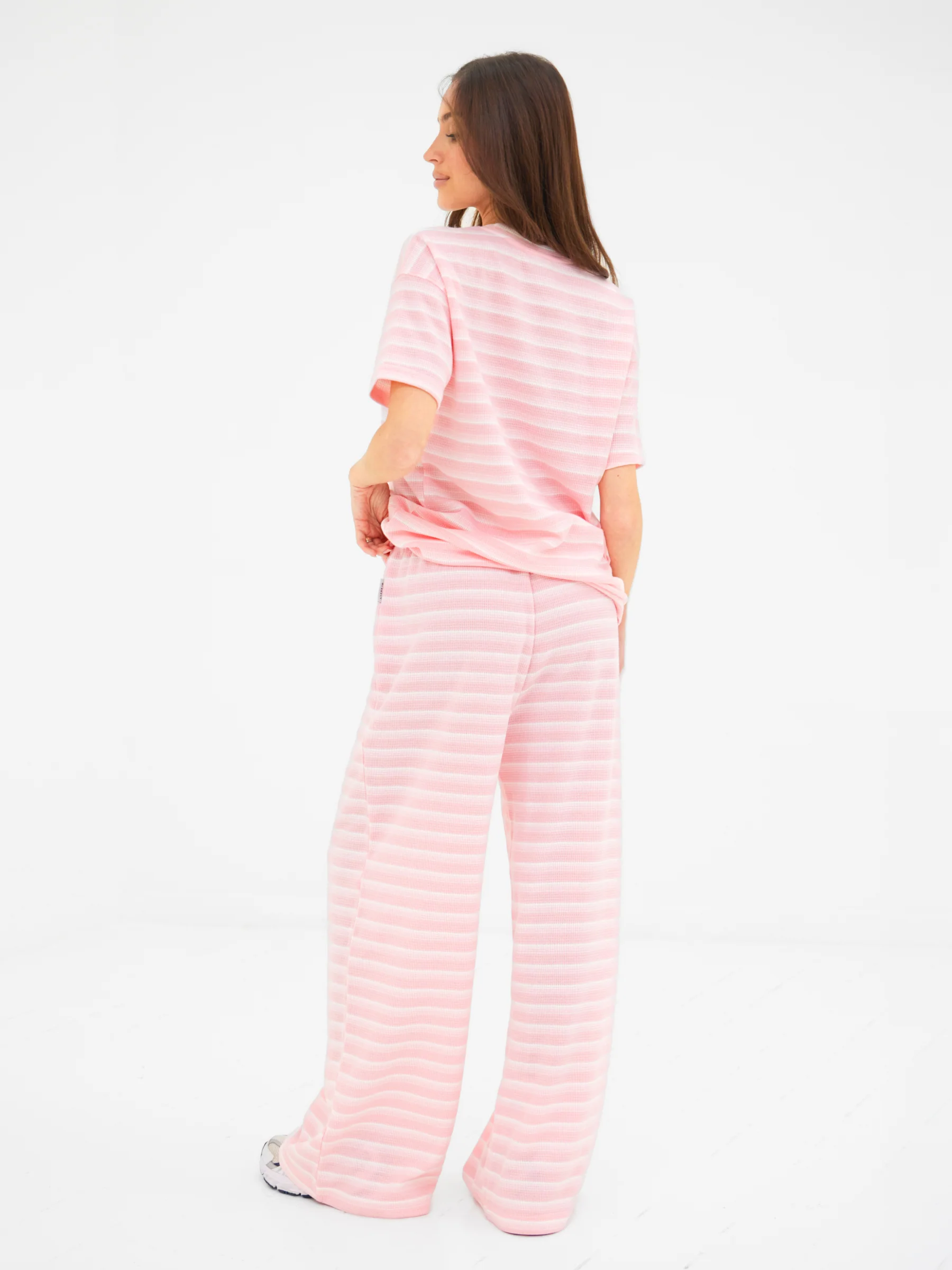 Soft Stripe Waffle T-Shirt - Pink Stripe - Image 5