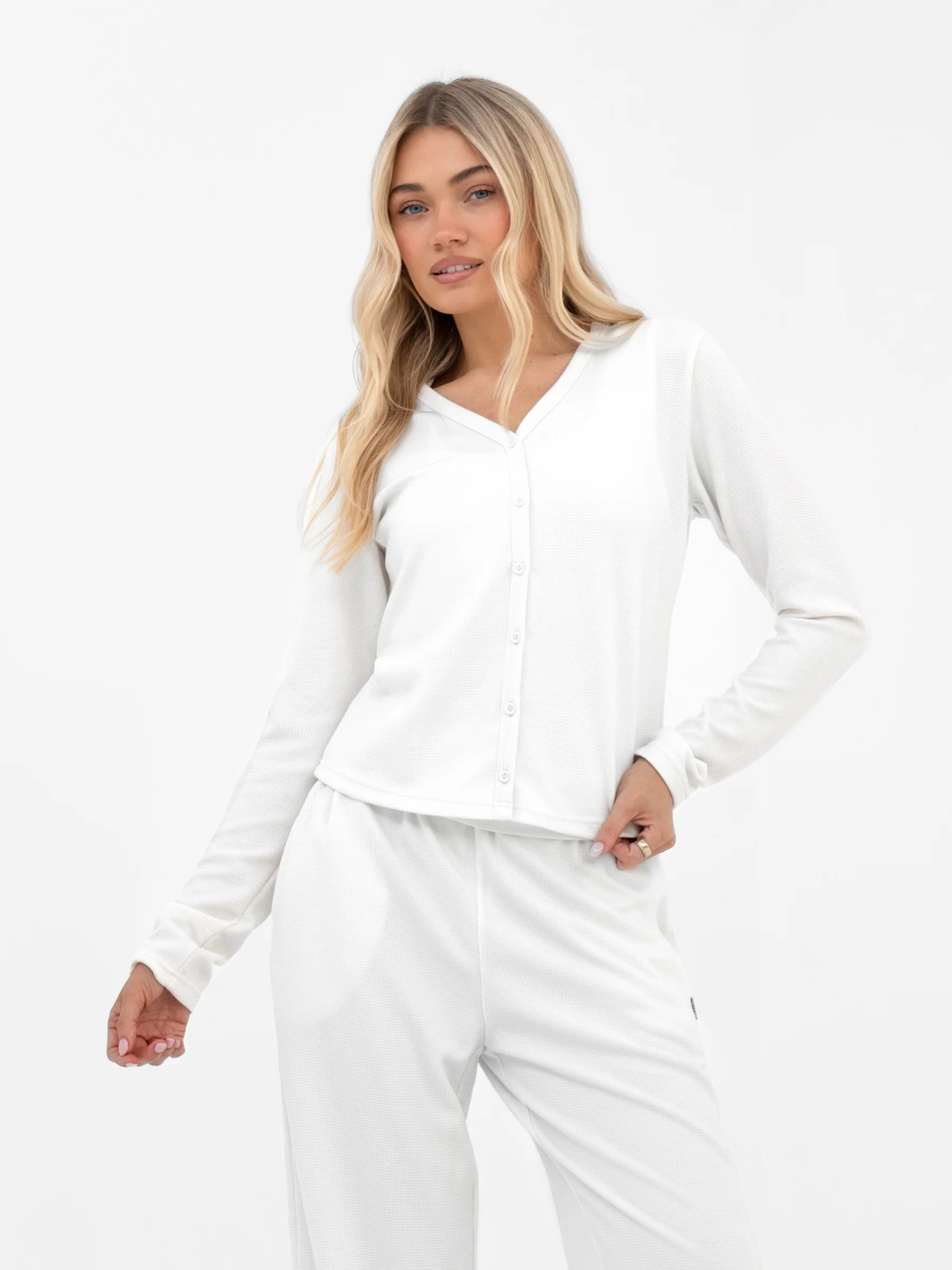 Soft Waffle Cardigan - Off White - Image 5