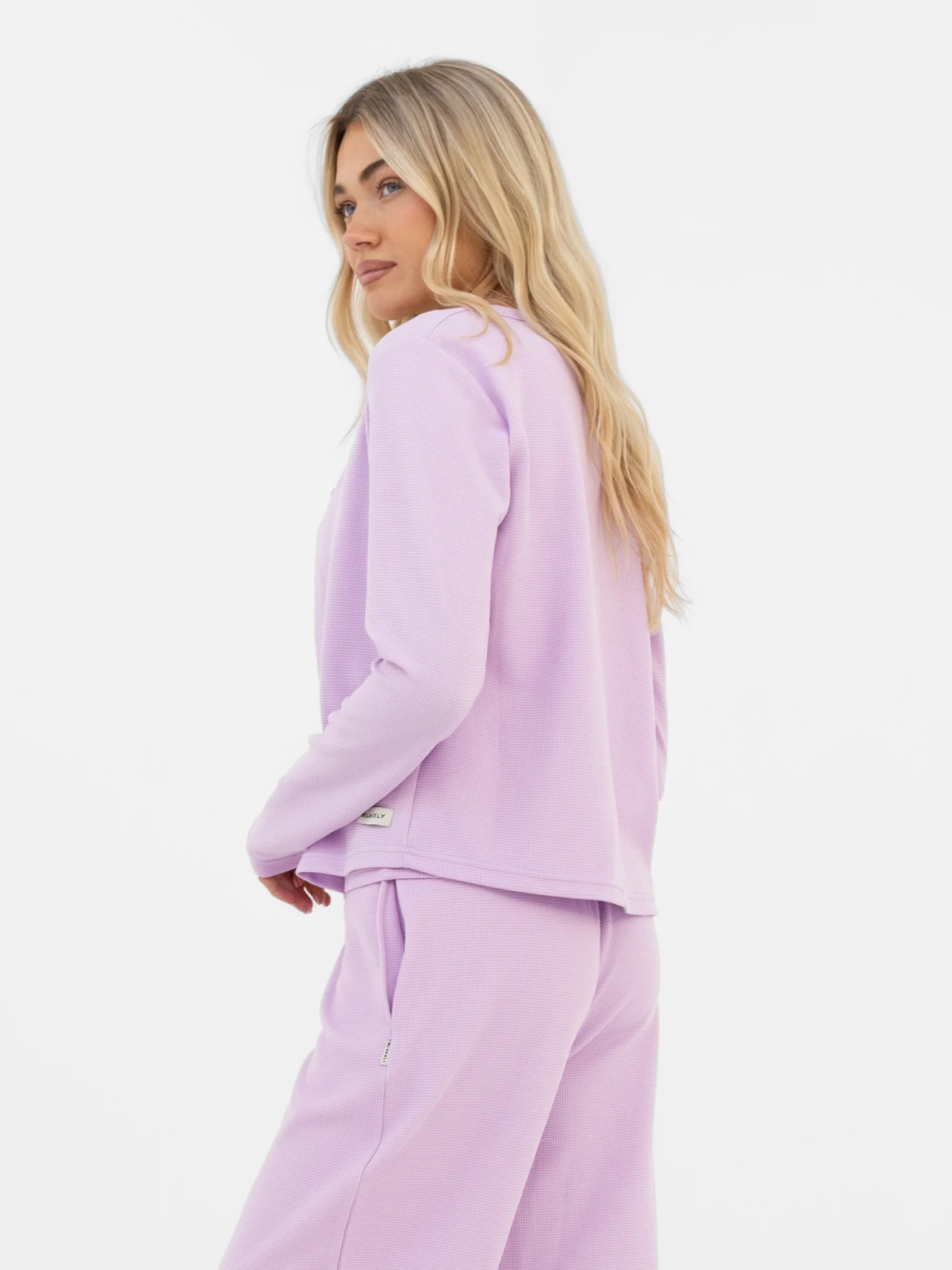 Soft Waffle Cardigan - Purple - Image 2
