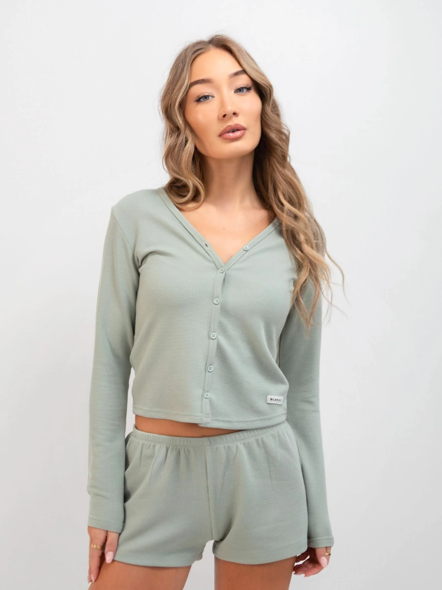 Soft Waffle Cardigan - Sage Green - Image 4