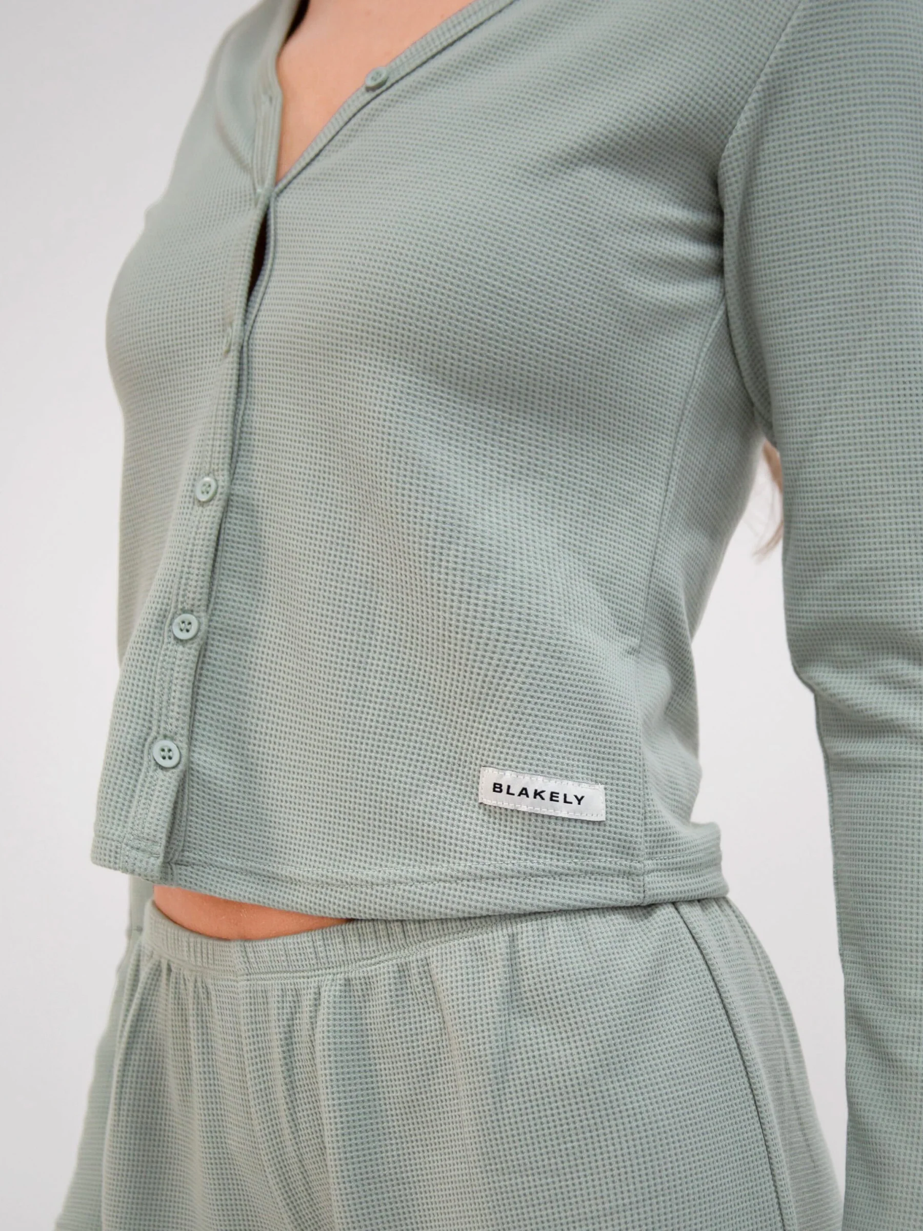 Soft Waffle Cardigan - Sage Green - Image 5