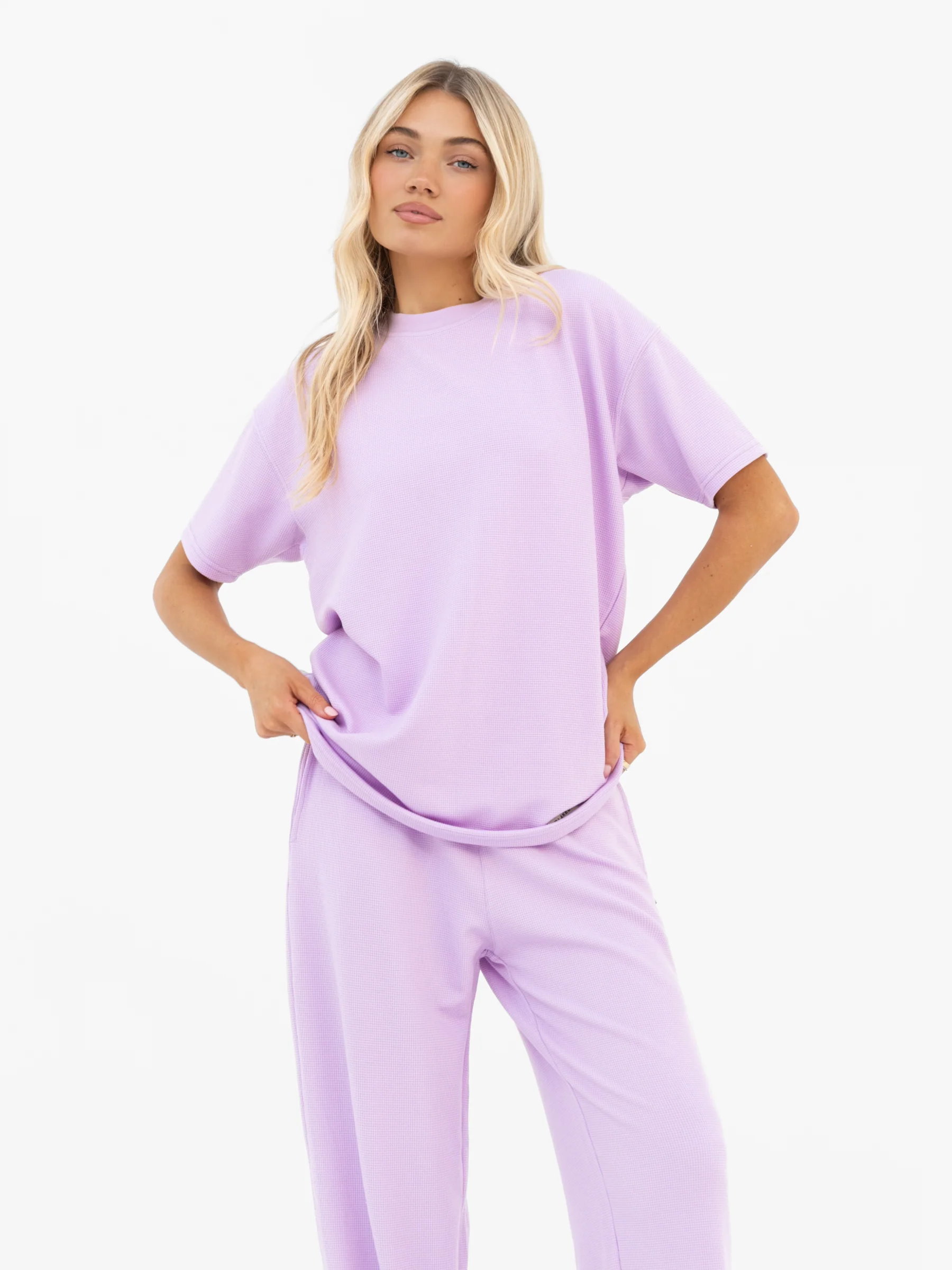 Soft Waffle Oversized T-Shirt - Purple - Image 6