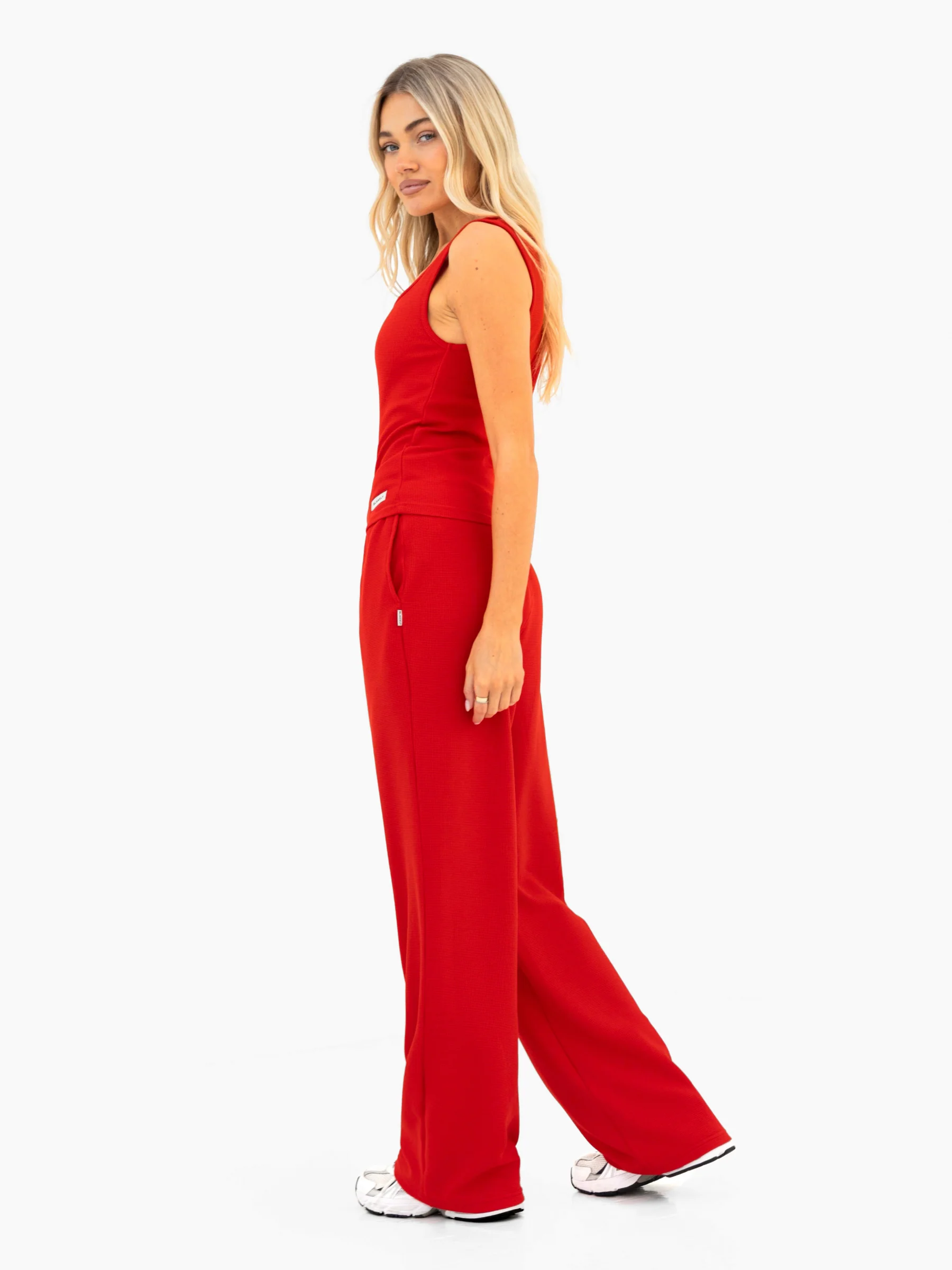 Soft Waffle Trousers - Red - Image 5