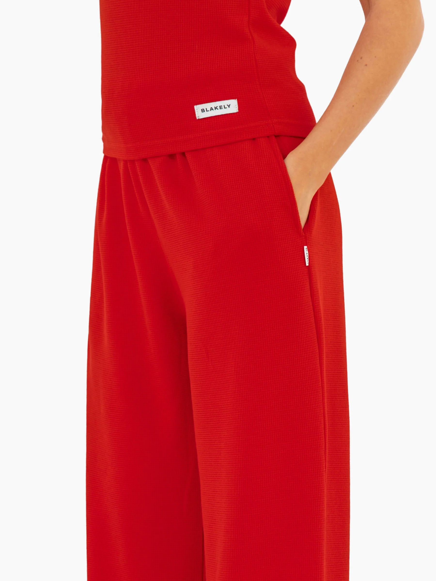 Soft Waffle Trousers - Red - Image 6