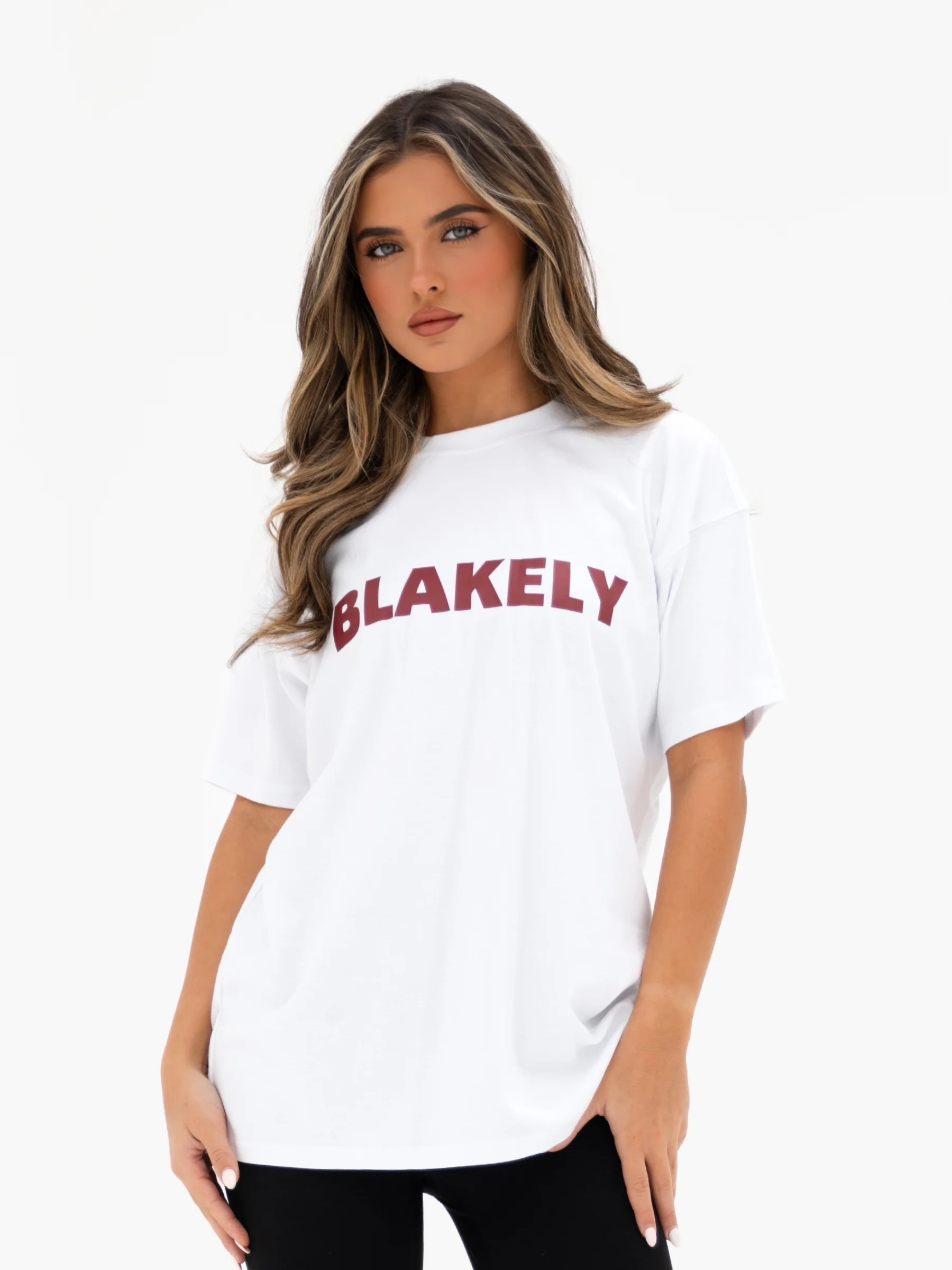 Sophia Oversized T-Shirt - White & Classic Red