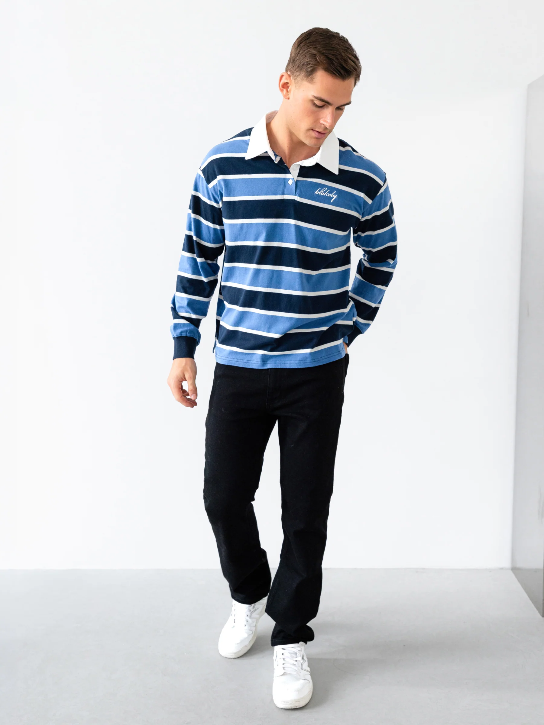 Stanley Stripe Rugby Shirt - Blue Mix - Image 3