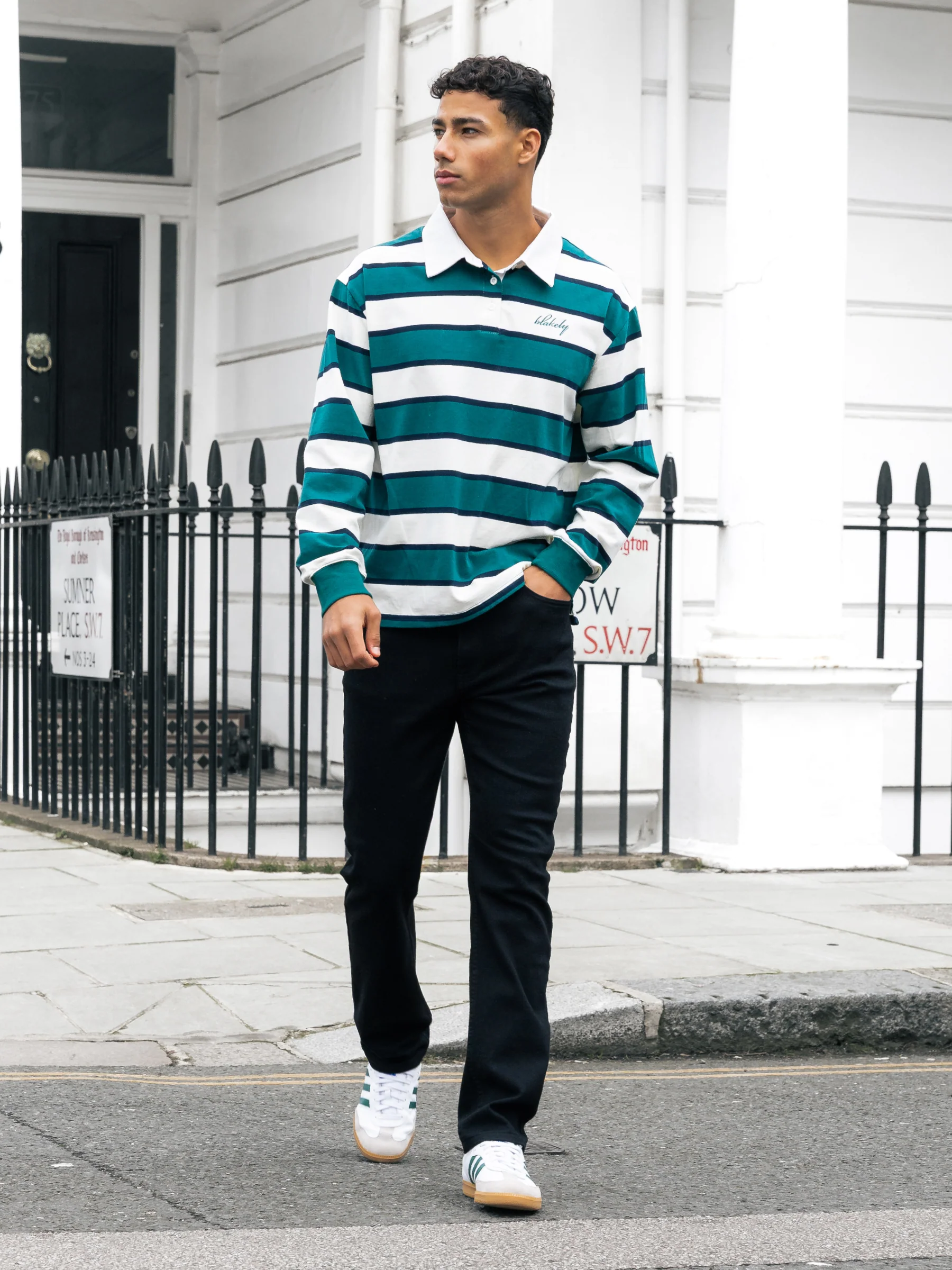 Stanley Stripe Rugby Shirt - Green Mix - Image 3
