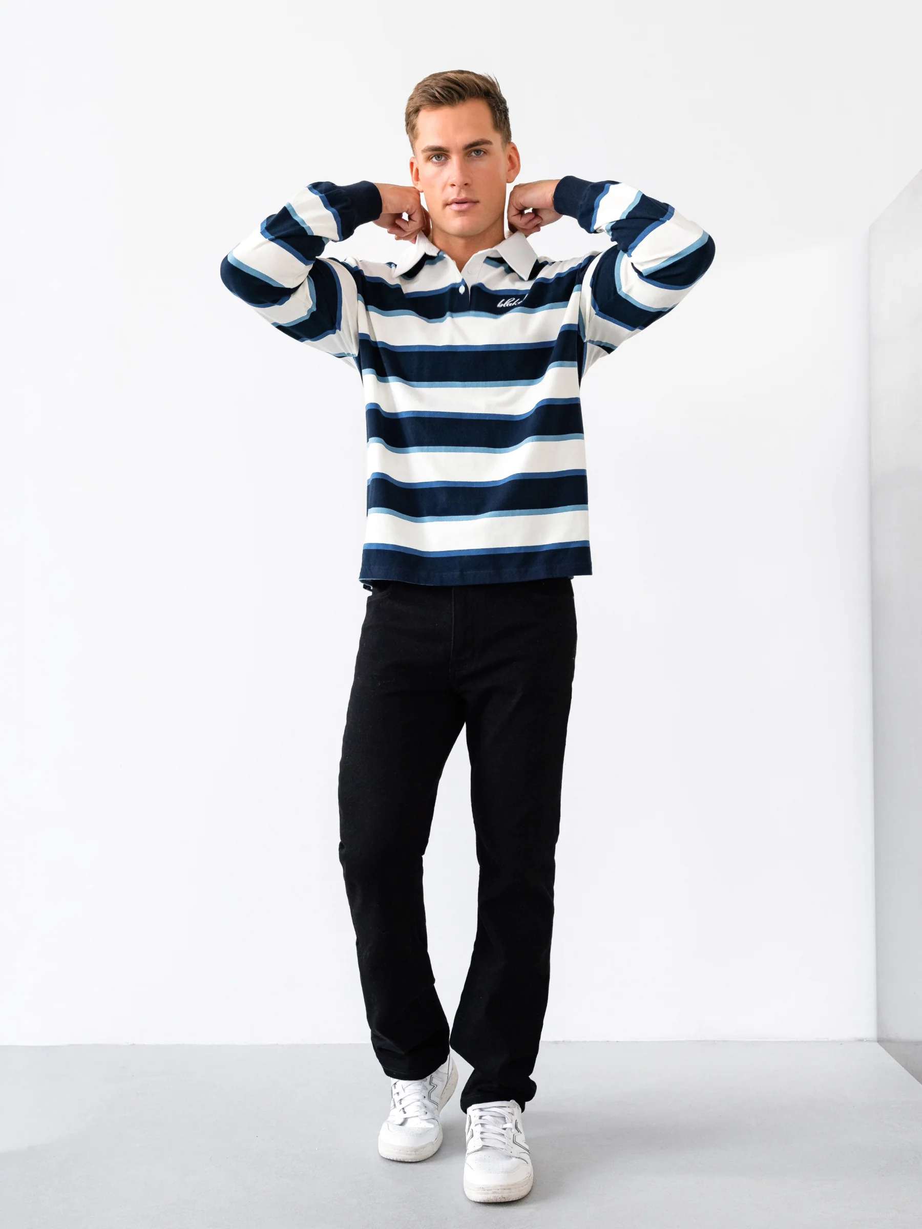 Stanley Stripe Rugby Shirt - Navy Mix - Image 3