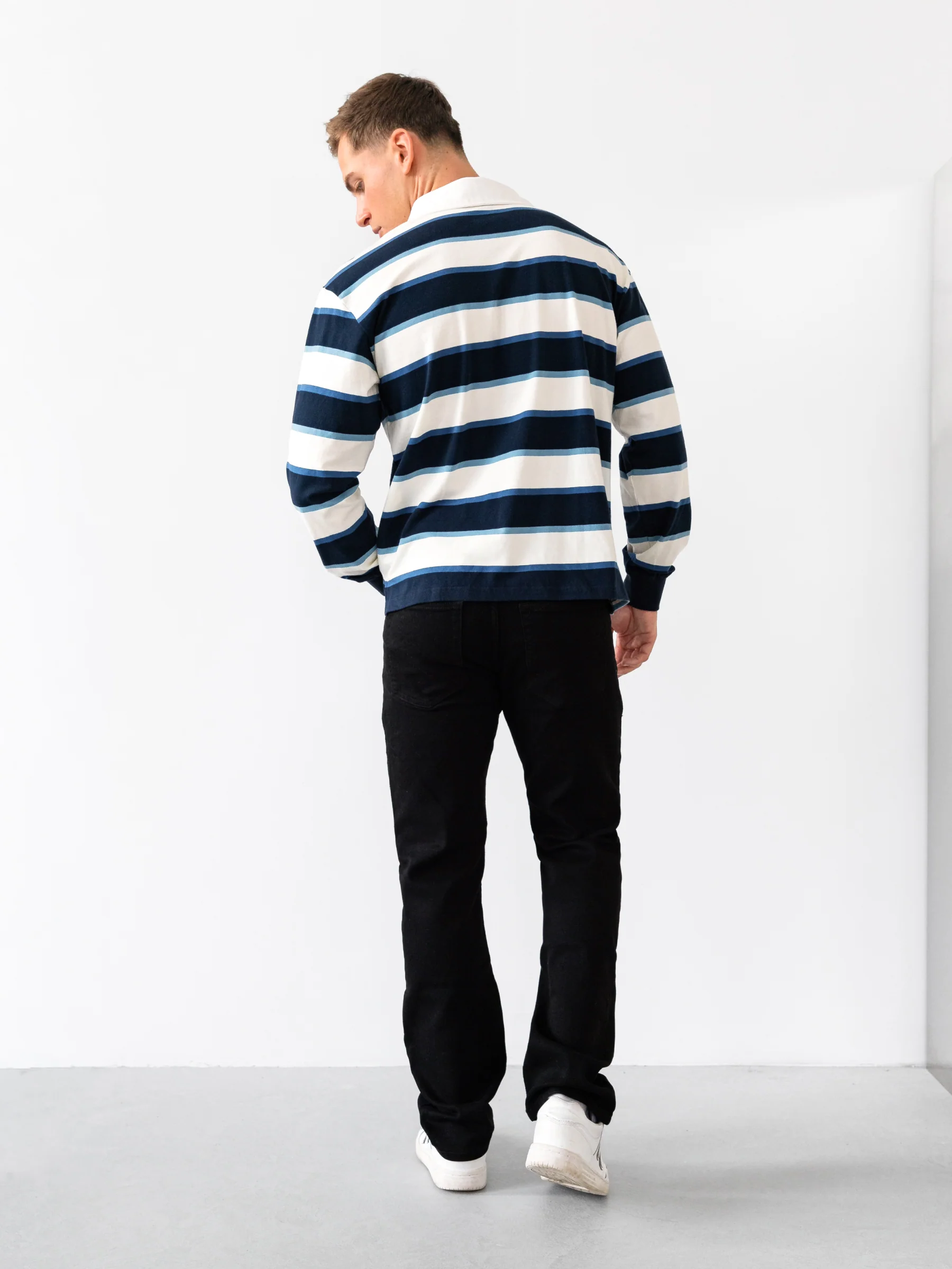 Stanley Stripe Rugby Shirt - Navy Mix - Image 4