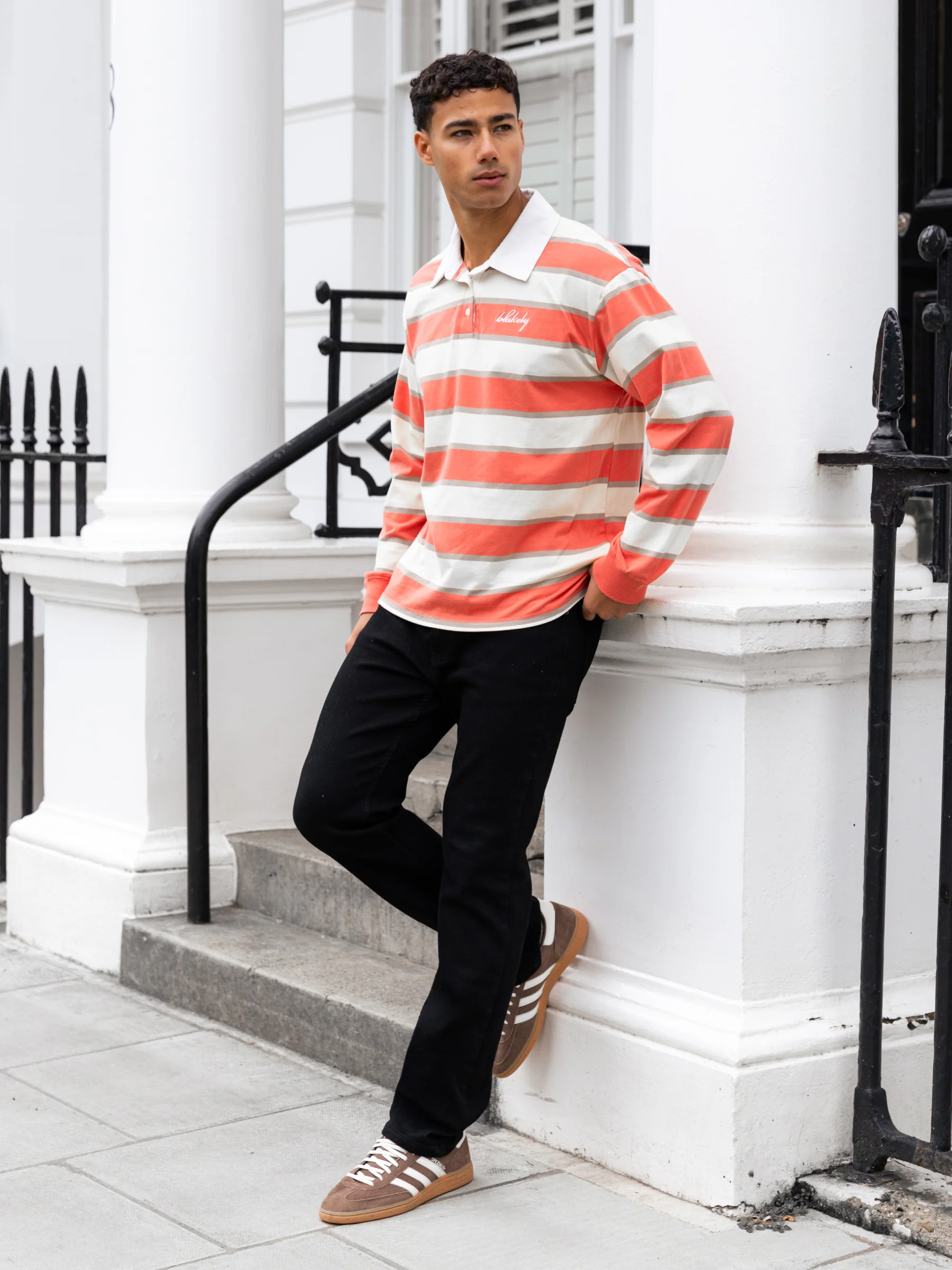 Stanley Stripe Rugby Shirt - Orange Mix - Image 4