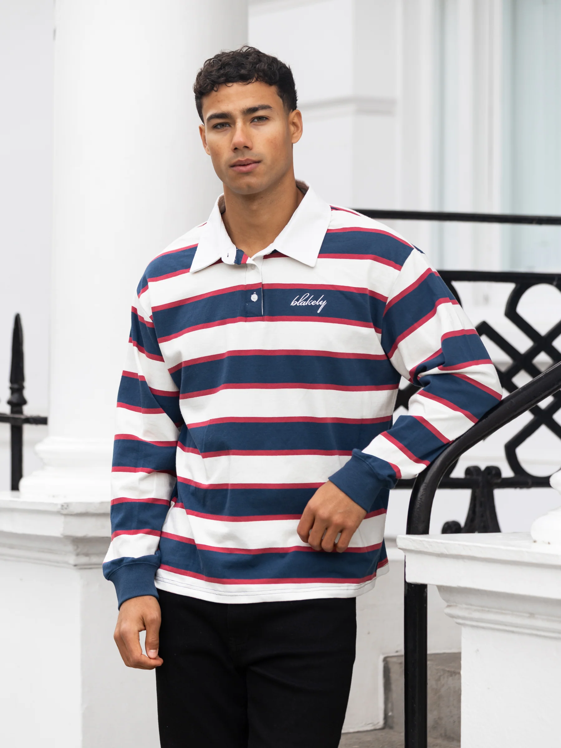 Stanley Stripe Rugby Shirt - Red Mix - Image 5