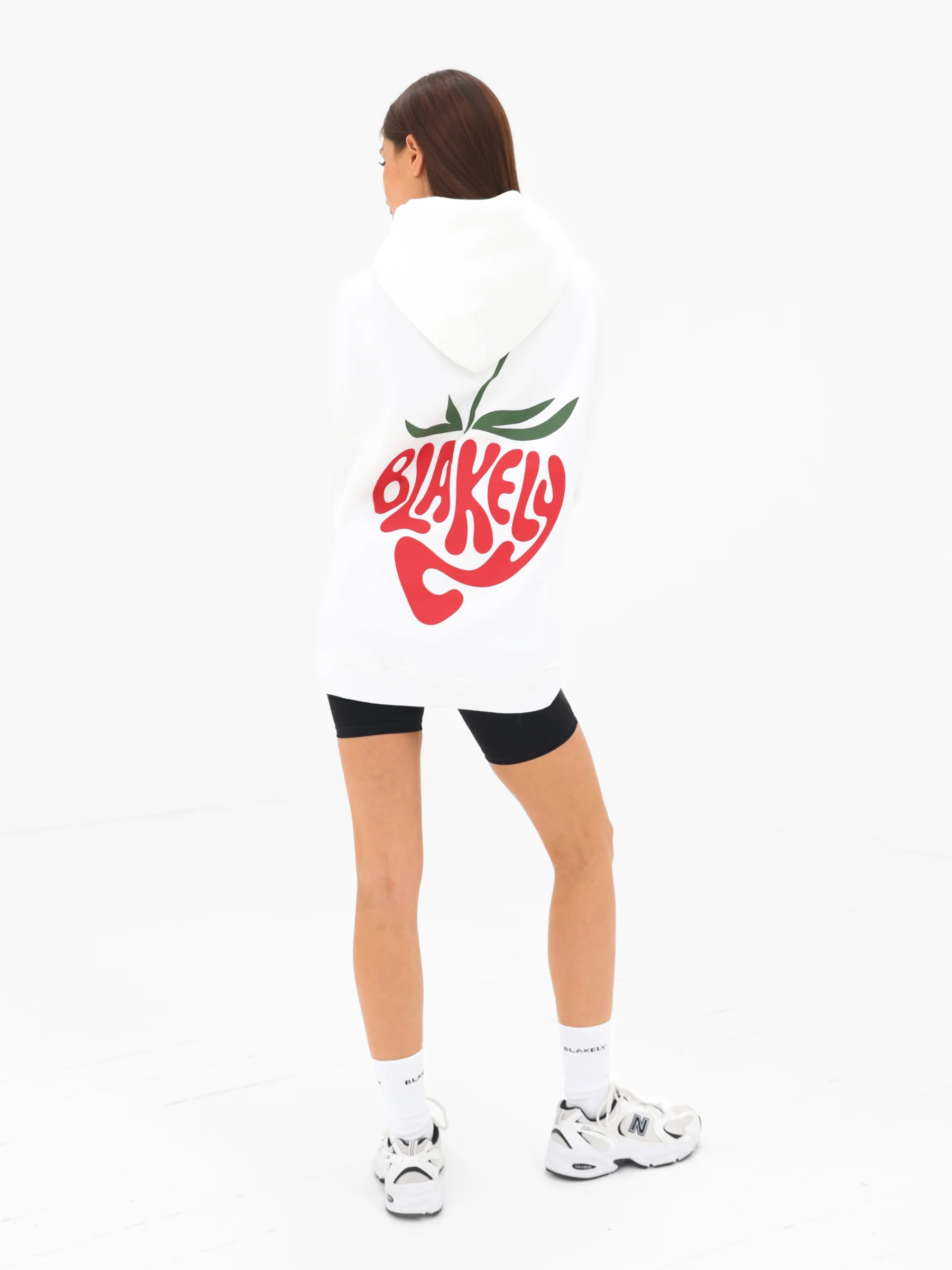 Strawberry Bubble Print Oversized Hoodie - White - Image 3