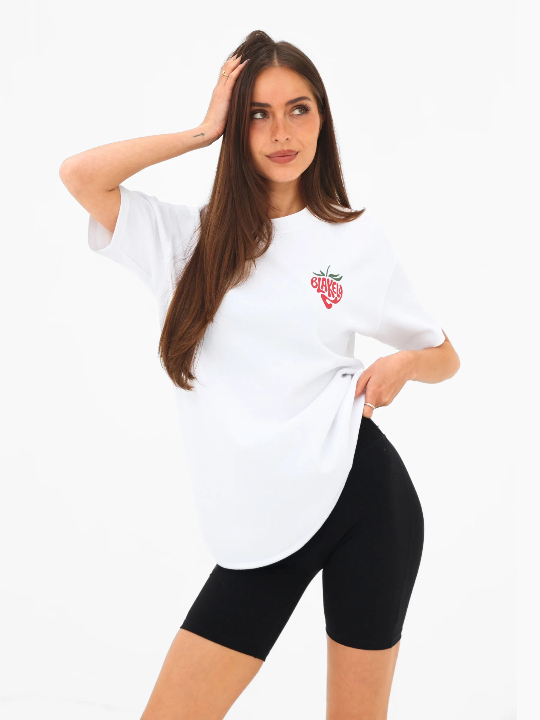 Strawberry Bubble Print Oversized T-Shirt - White - Image 3