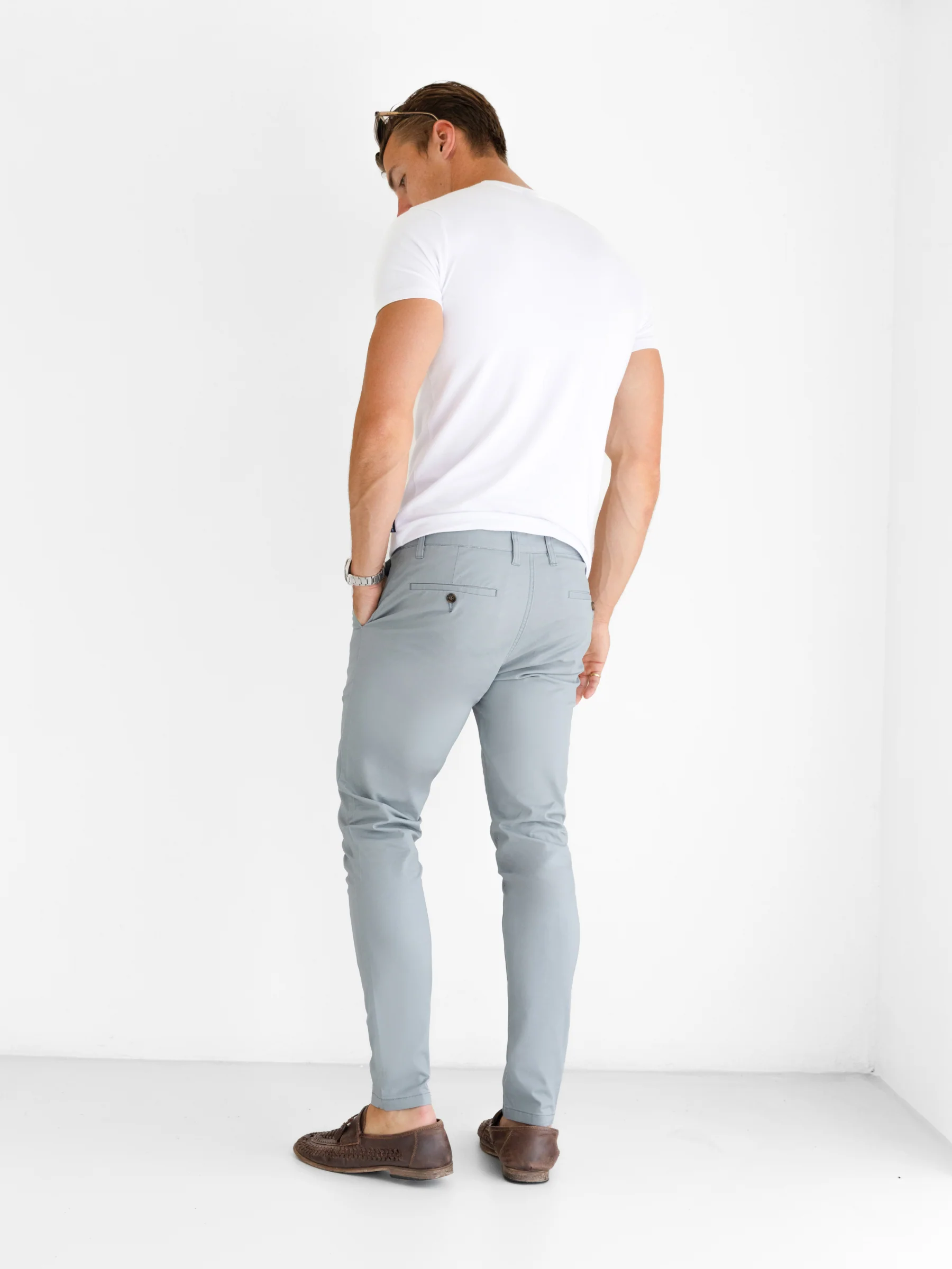 Stretch Chinos - Light Grey - Image 3