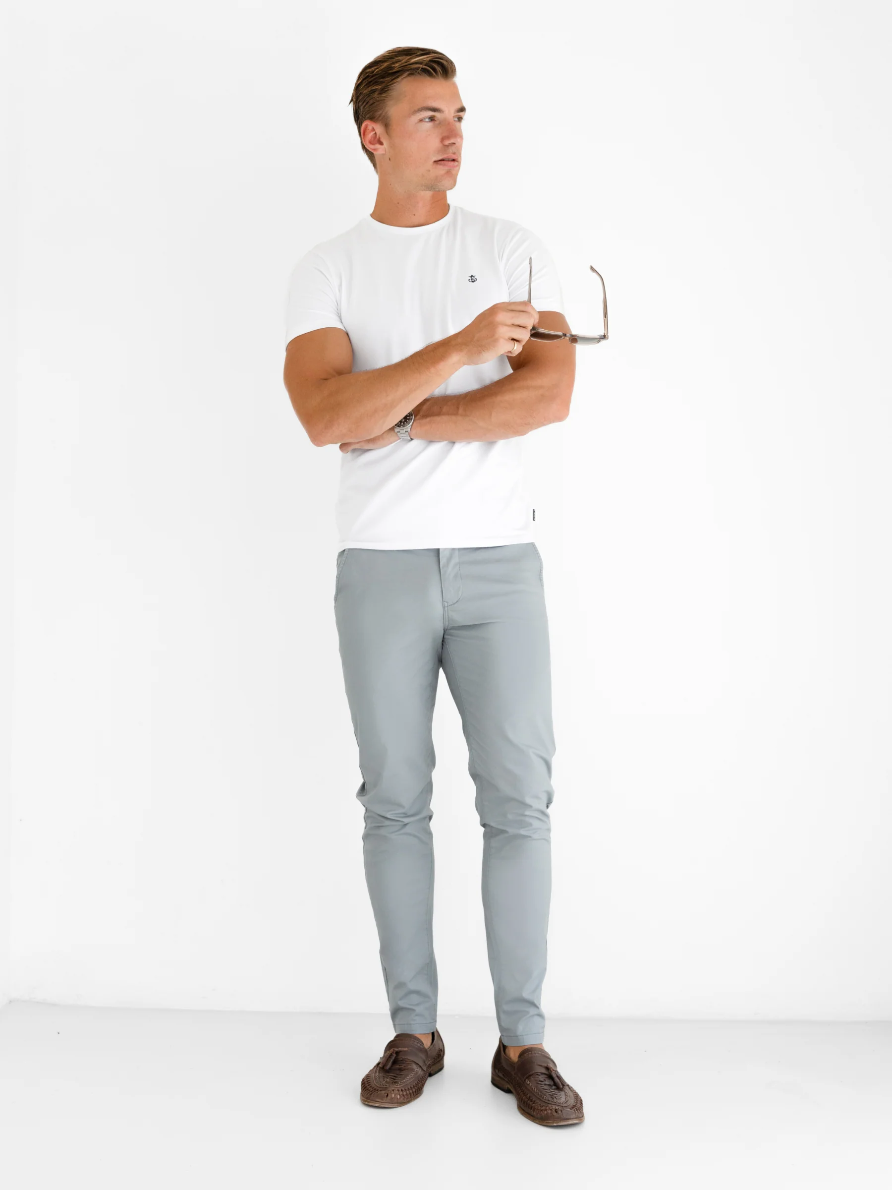 Stretch Chinos - Light Grey - Image 4