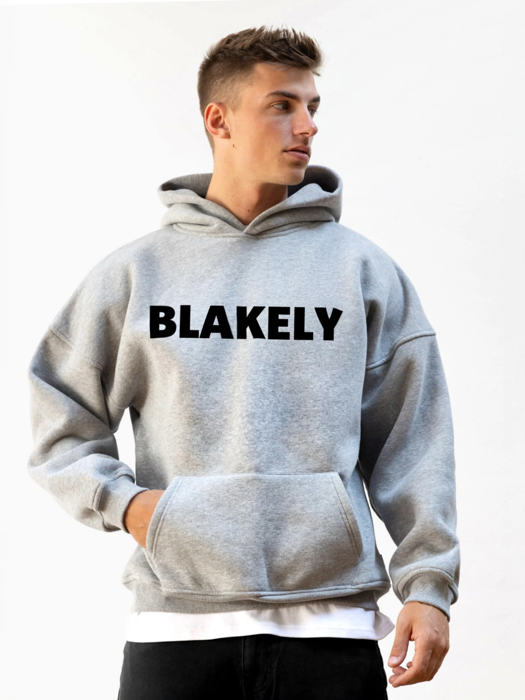 Studio Relaxed Hoodie - Marl Grey - Image 3