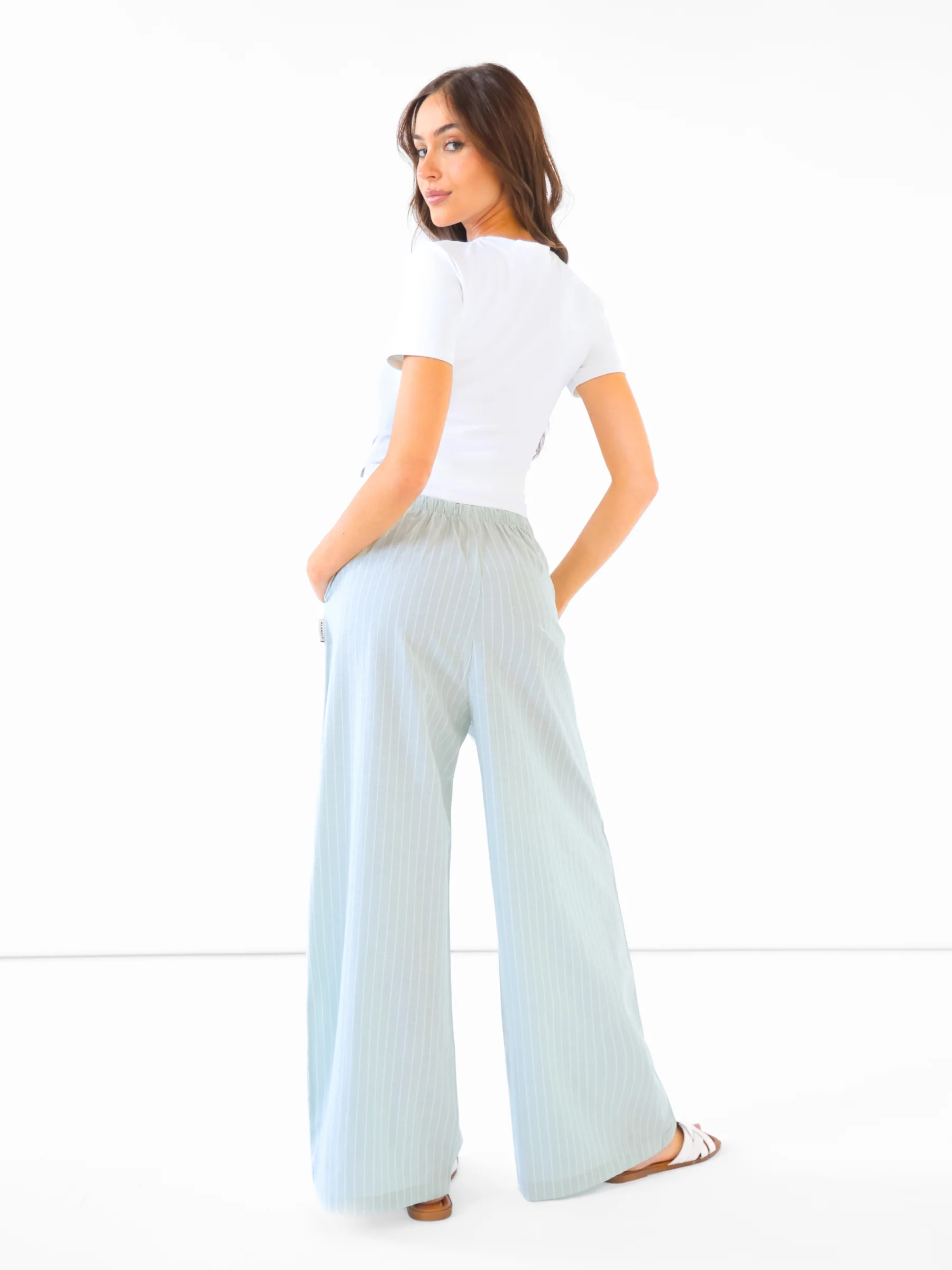 Summer Stripe Trousers - Green Stripe - Image 6