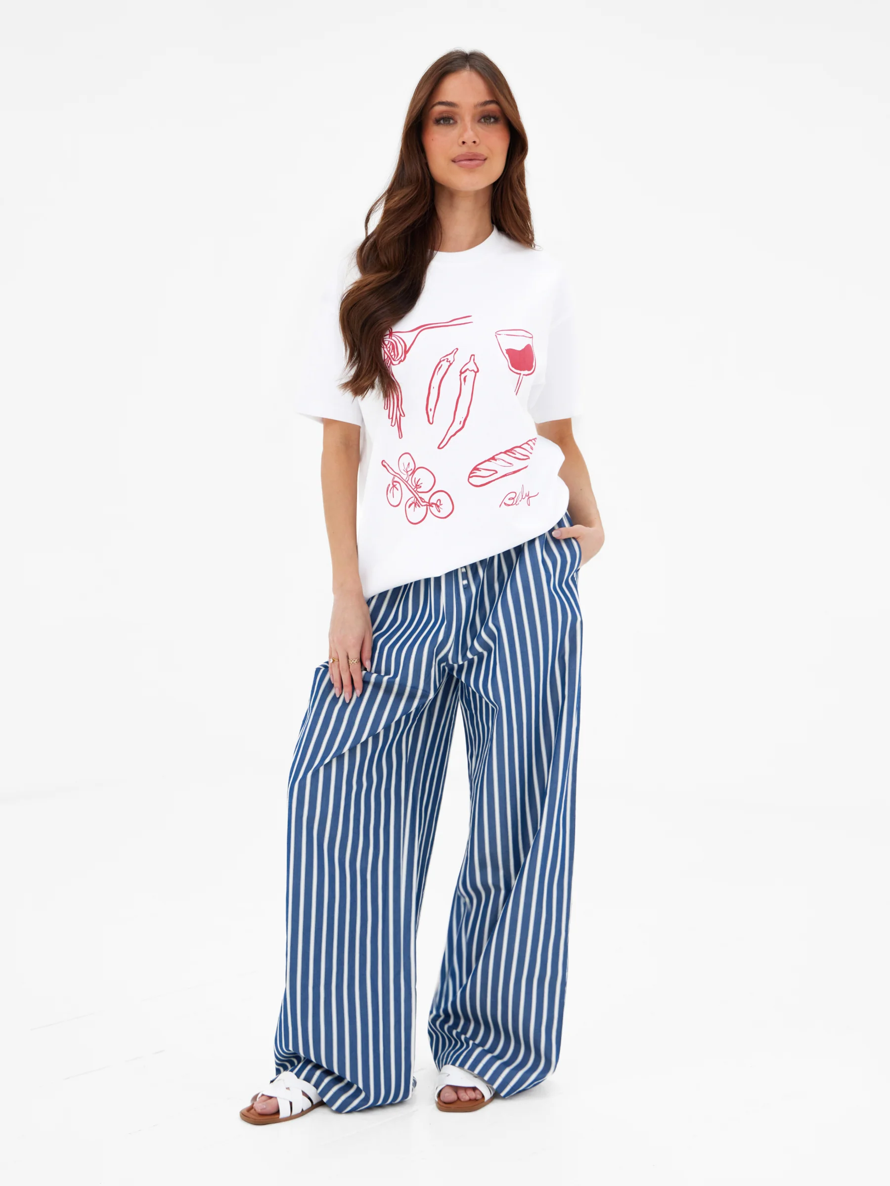 Tessa Oversized T-Shirt - White & Cherry Red - Image 3