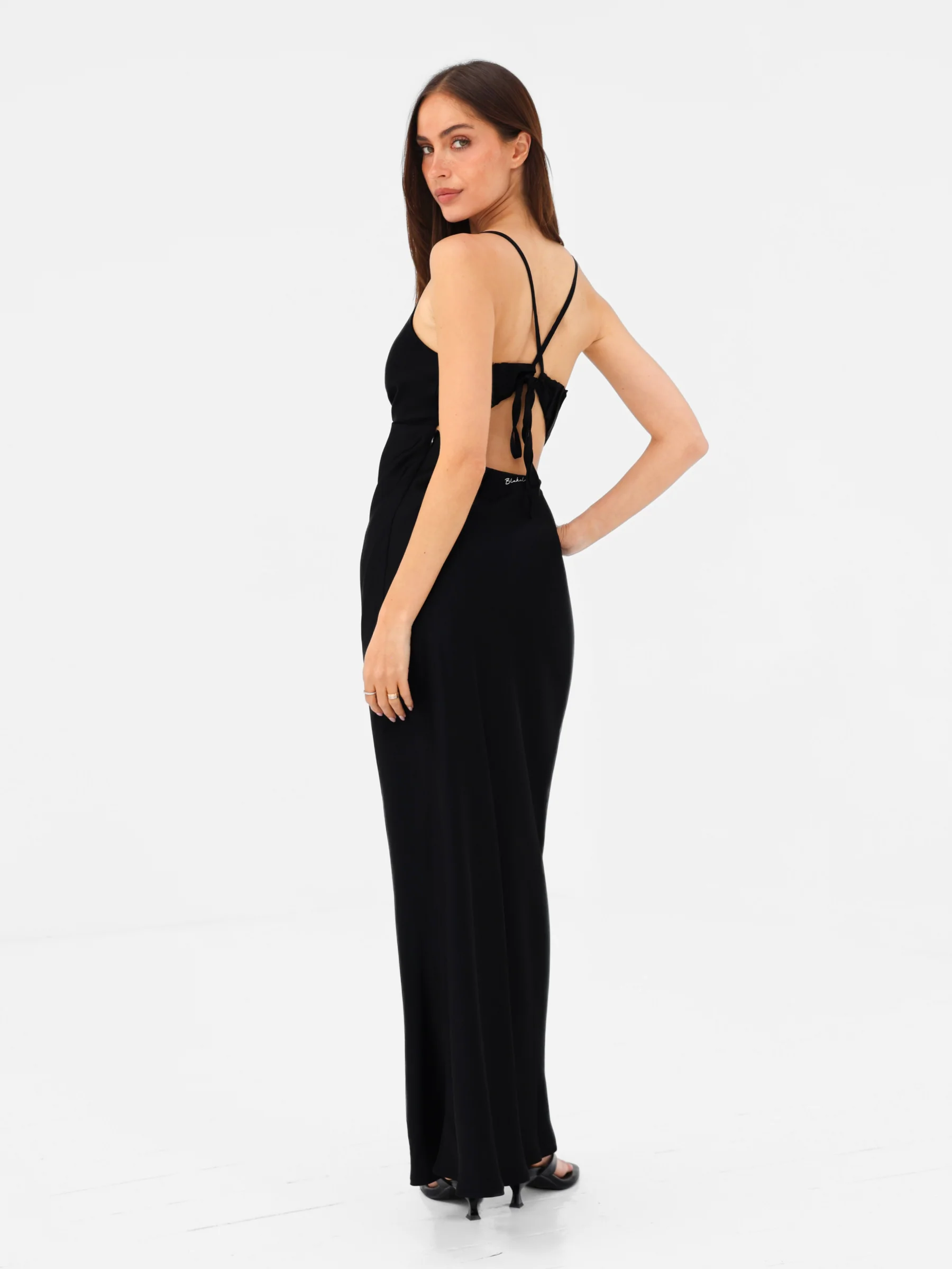 Thalia Satin Dress - Black - Image 5