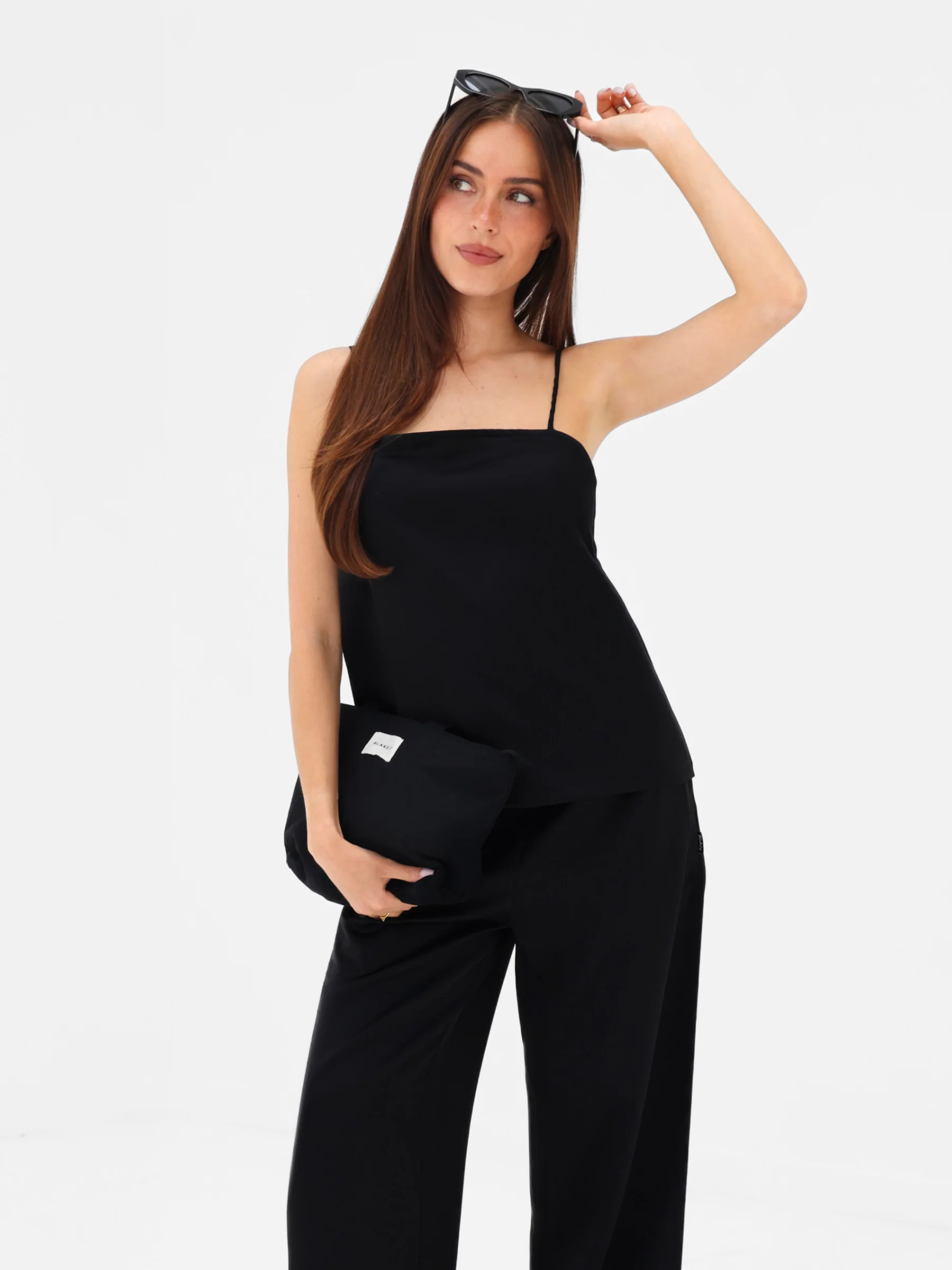 Thalia Satin Trousers - Black - Image 4