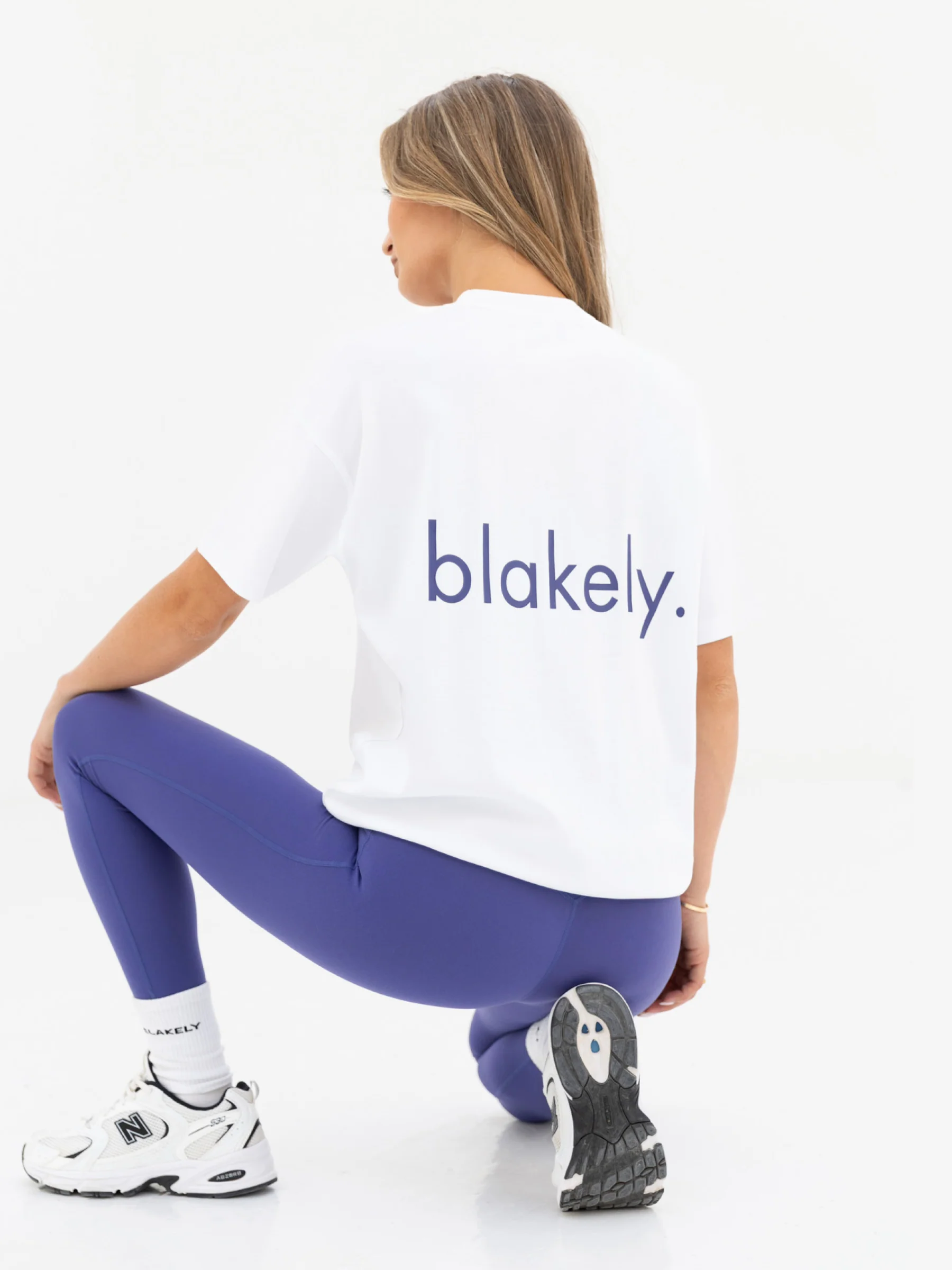 Thea Oversized T-Shirt - White & Bold Purple - Image 3