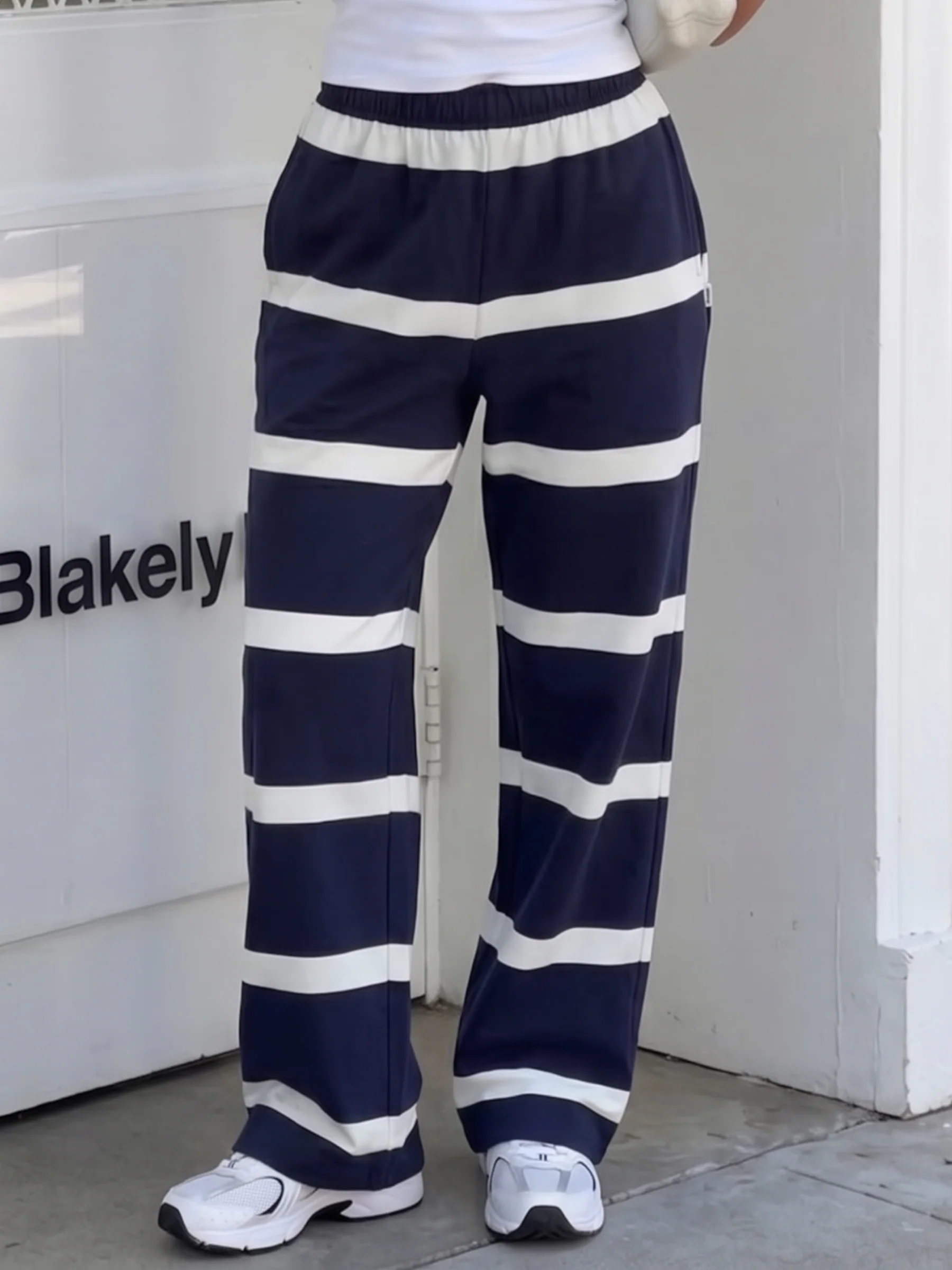 Tilly Striped Trousers - True Navy