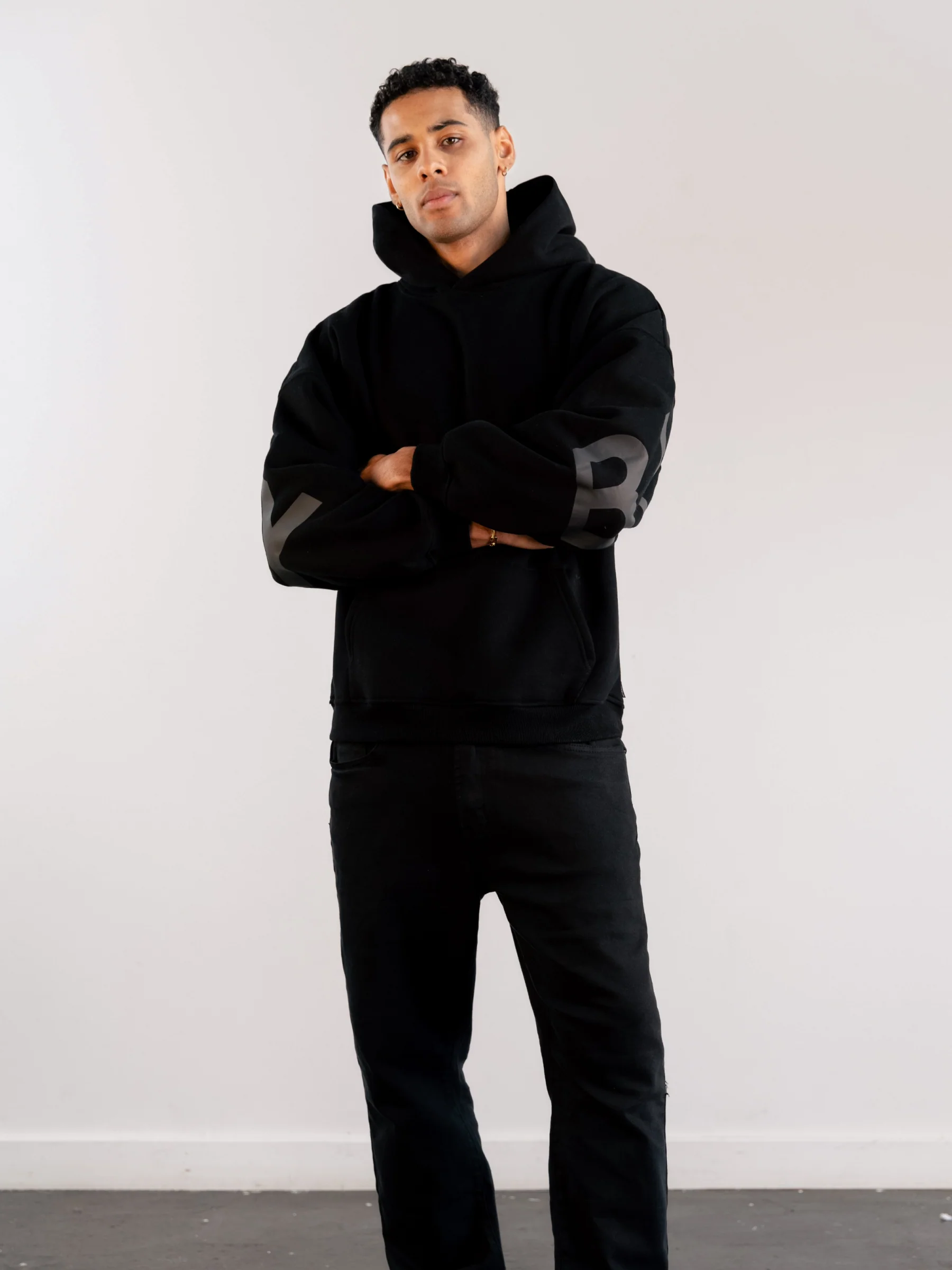 Tonal Idris Oversized Hoodie - Black - Image 4