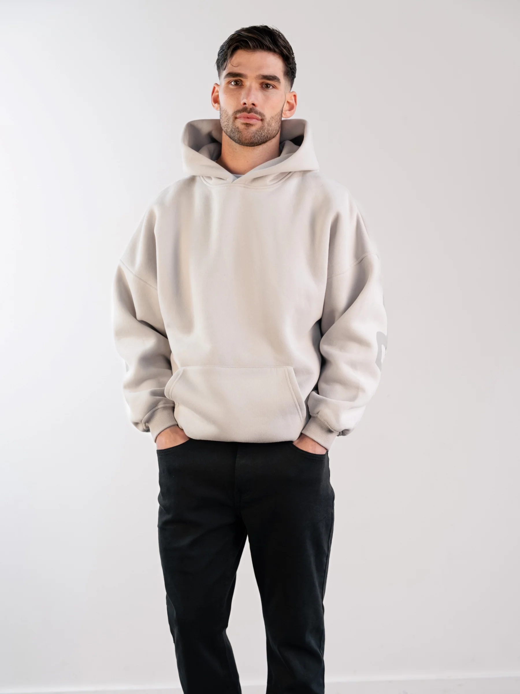 Tonal Idris Oversized Hoodie - Stone - Image 2