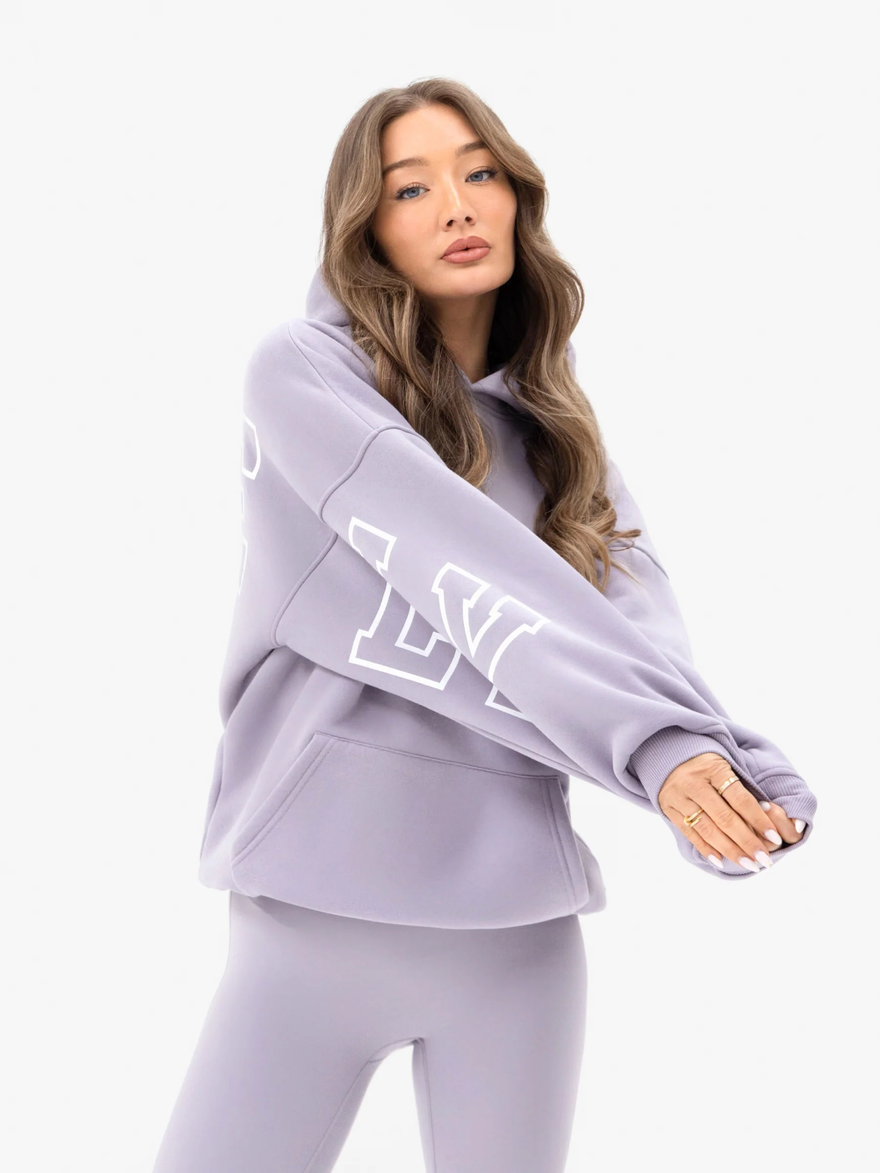 Varsity Isabel Oversized Hoodie - Washed Lilac - Image 2